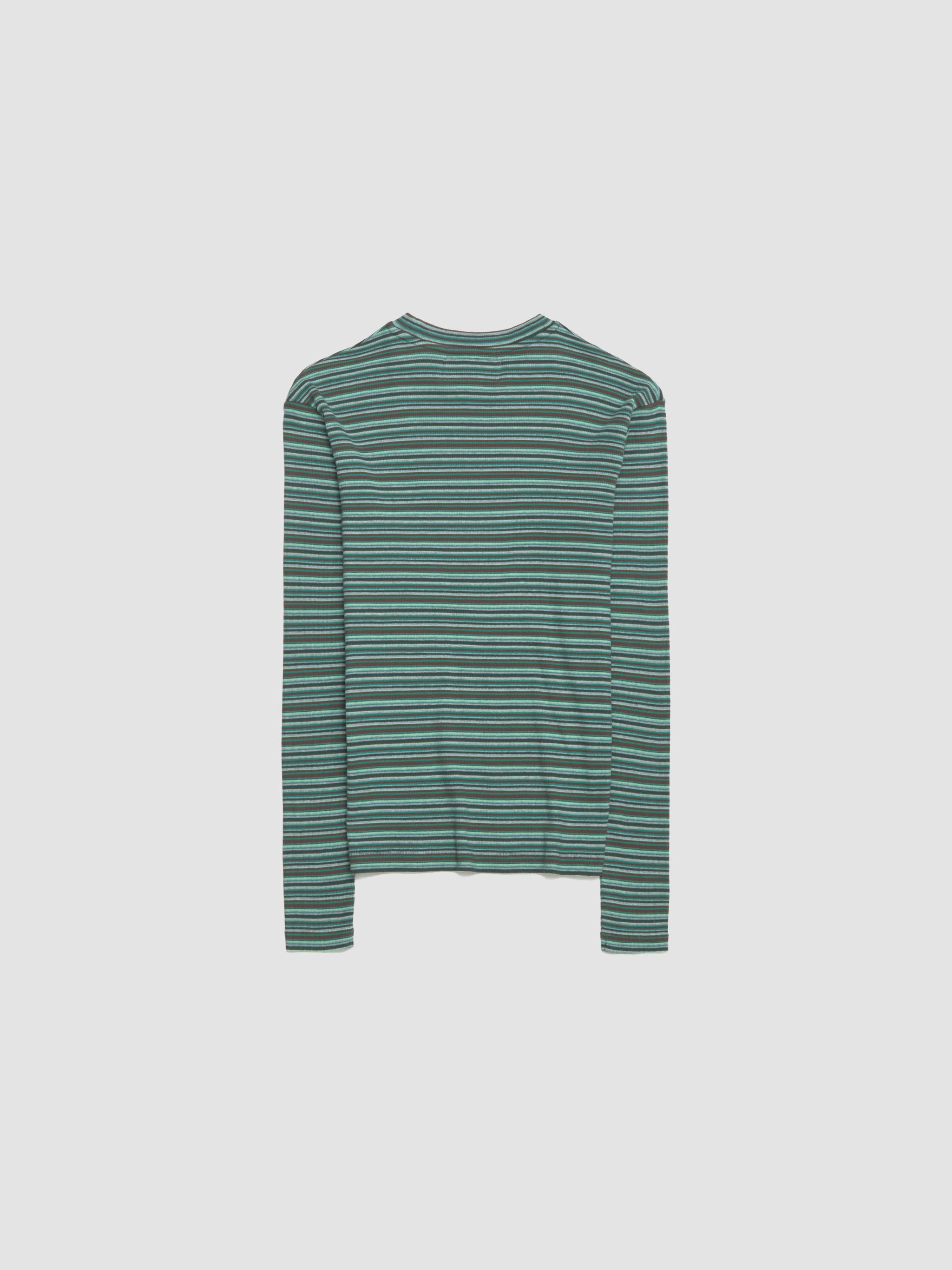 Striped Long Sleeve T-Shirt in Green