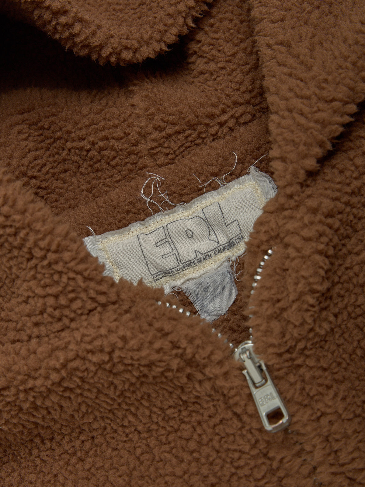 Terry Fleece Zipped Hoodie in Brown