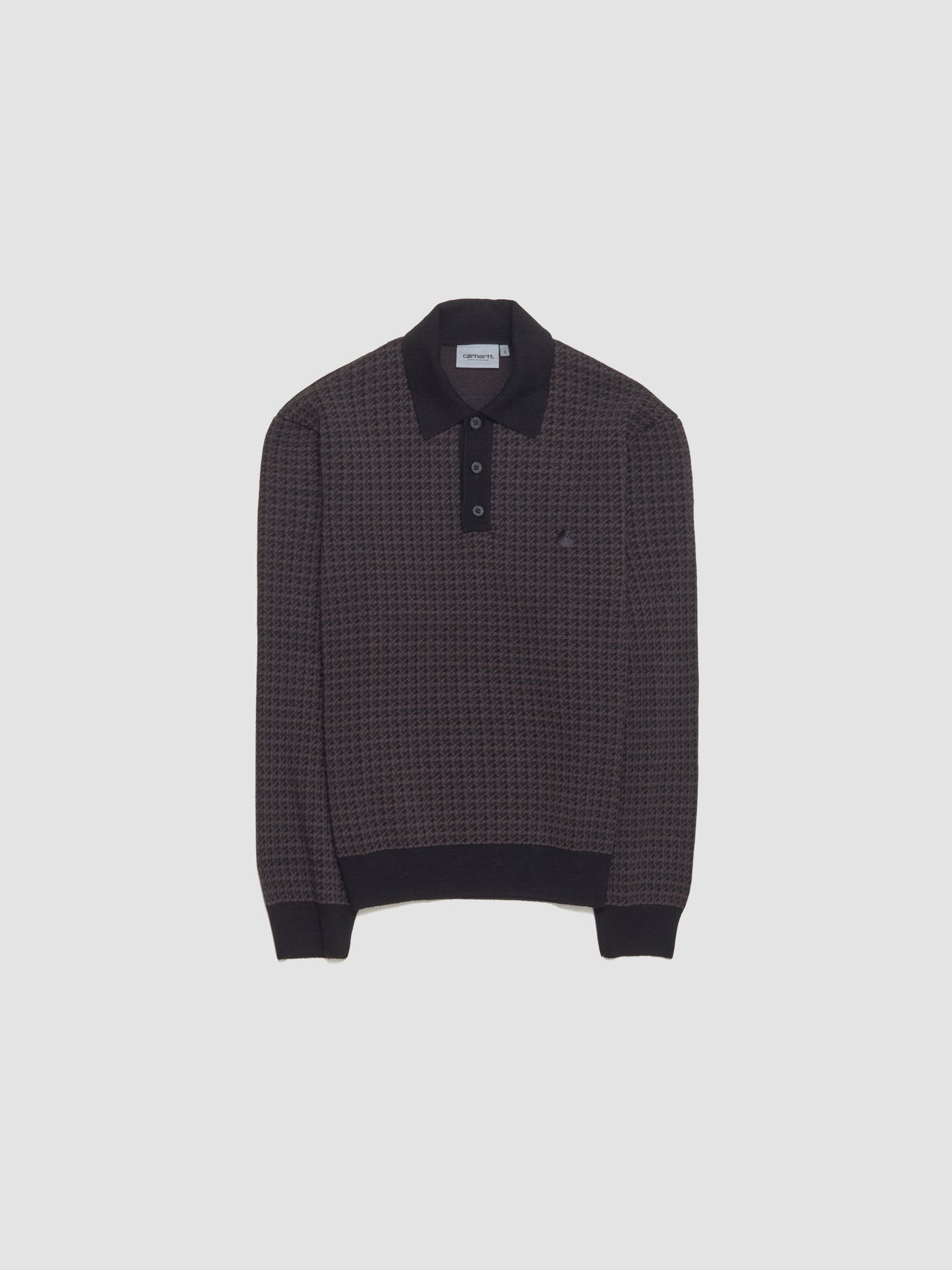 Long Sleeved Polo in Lowis Houndstooth