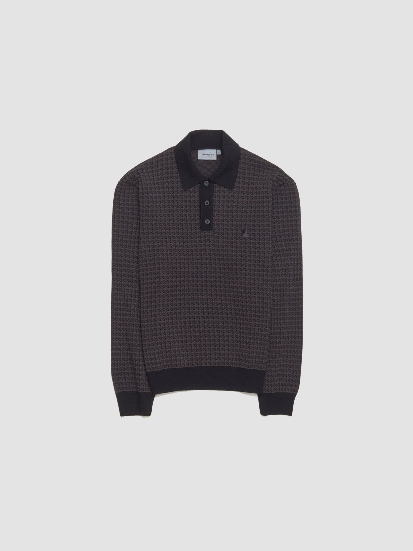 Long Sleeved Polo in Lowis Houndstooth