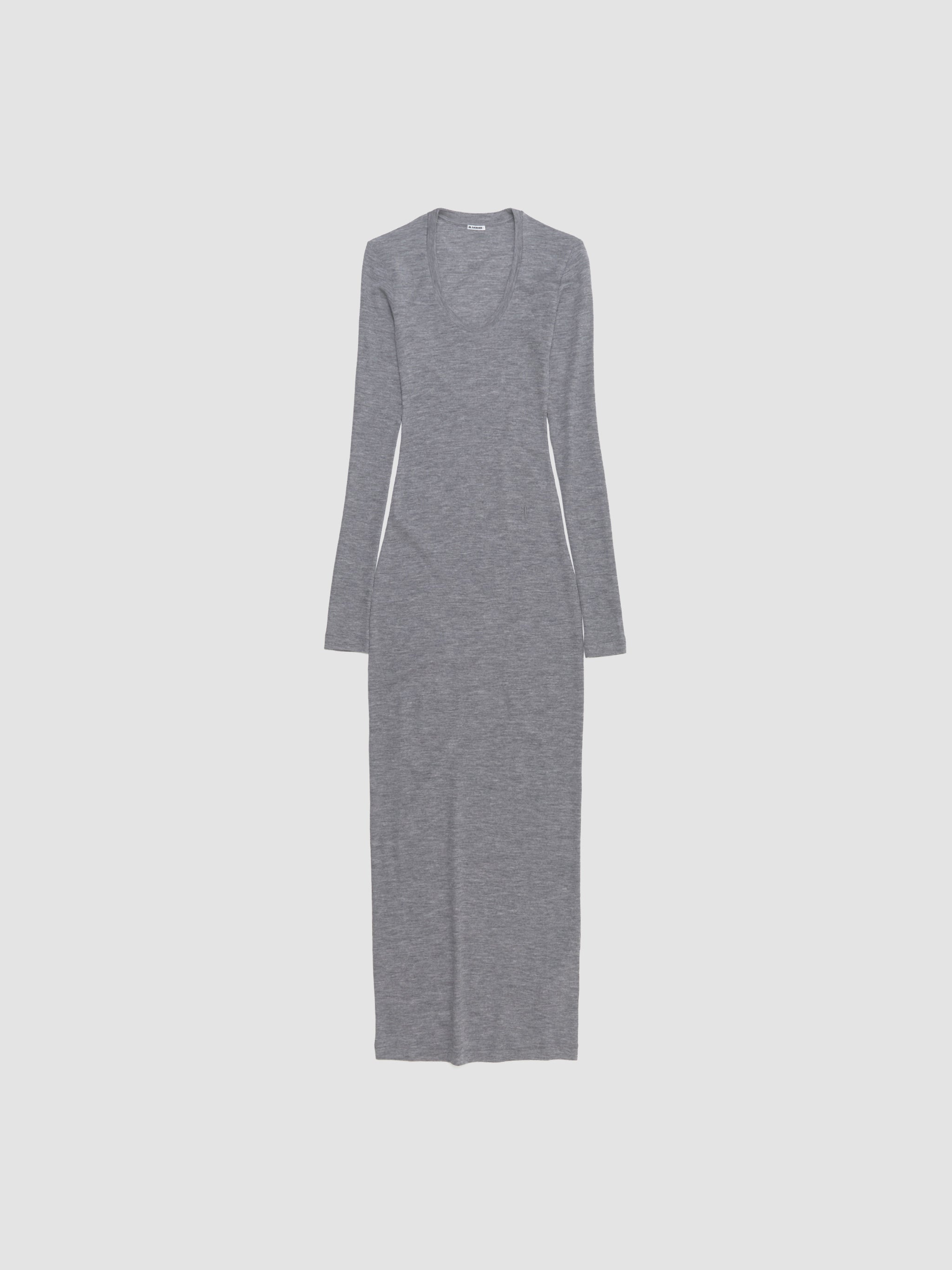 Crewneck Long Sleeve Tank Dress in Grey & Bone