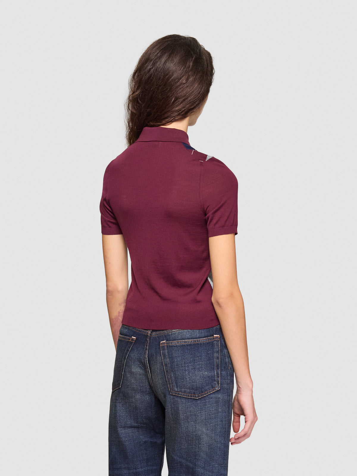 Wool Polo Shirt in Burgundy Red