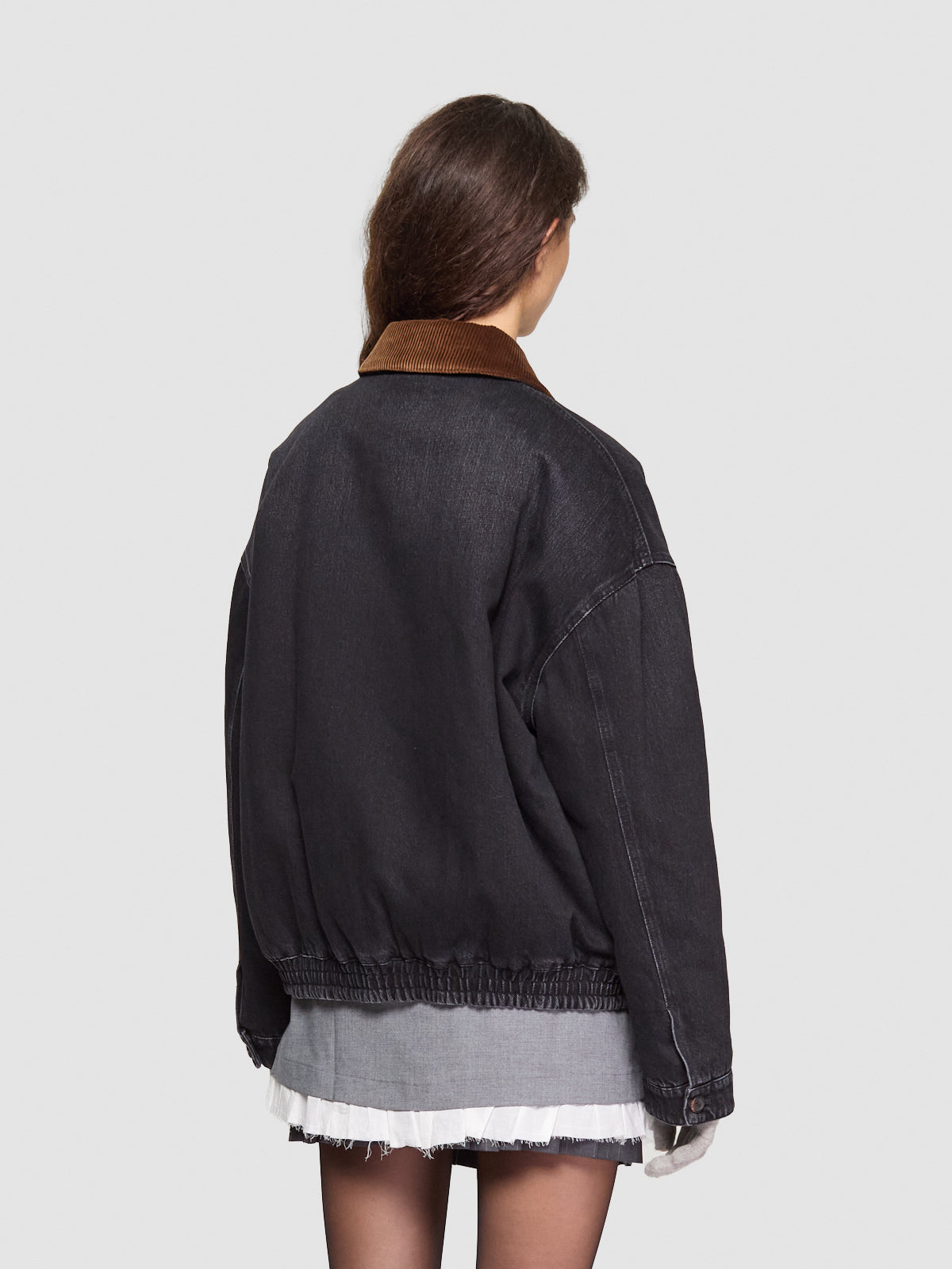 Denim Blouson Jacket in Black