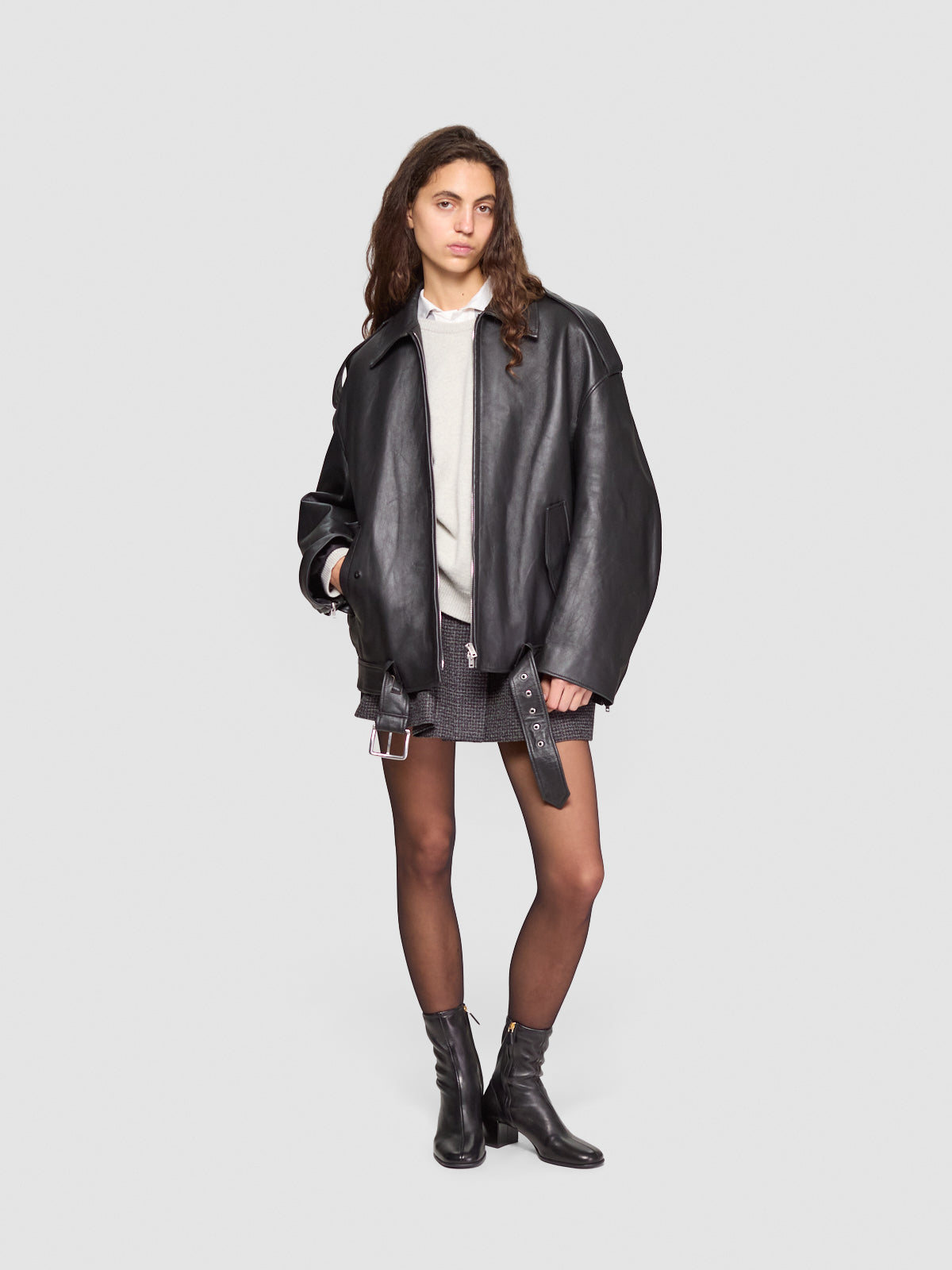 Stretch Nappa Leather Ankle Boots in Black