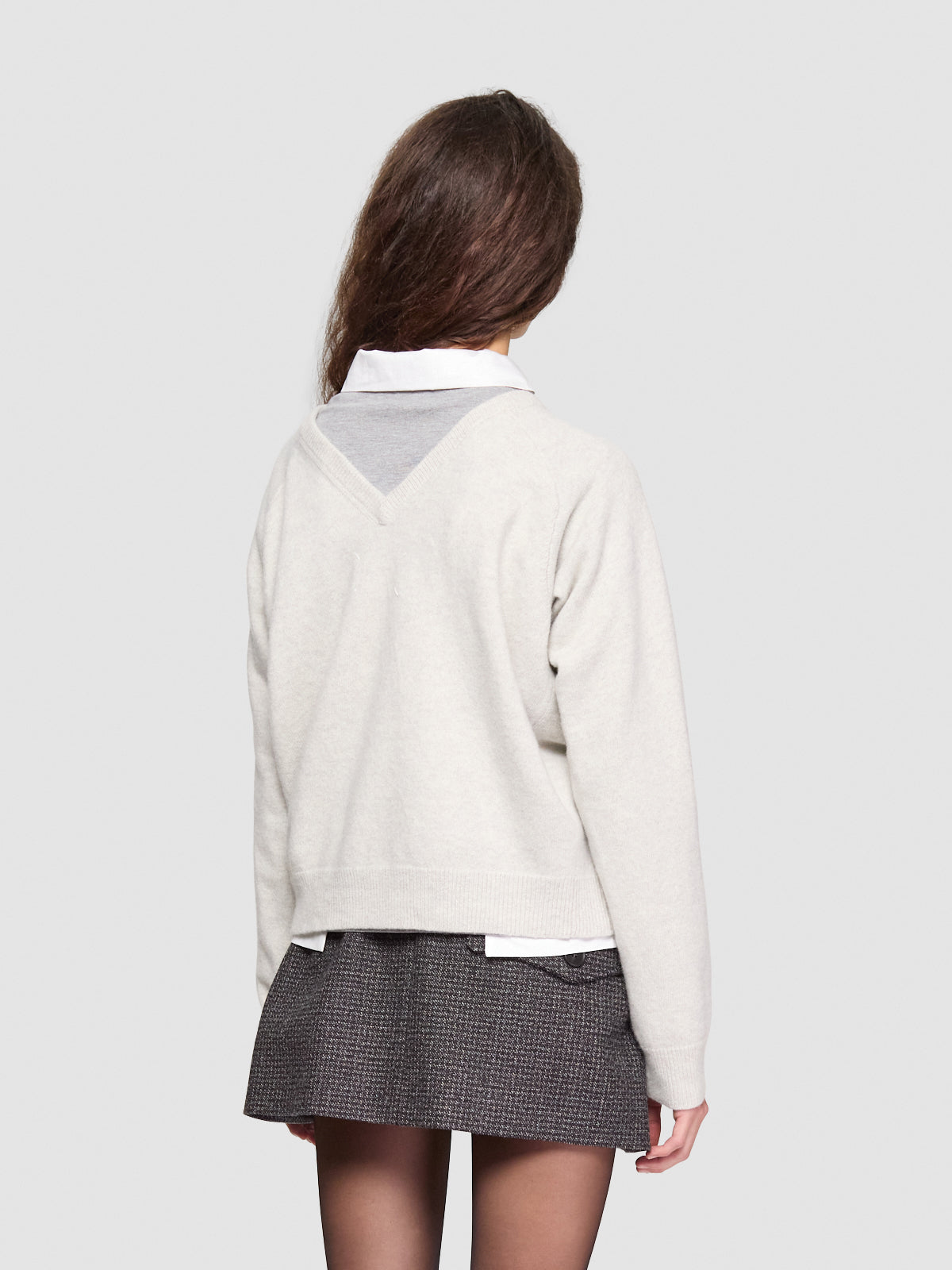V-Neck Sweater in Light Grey