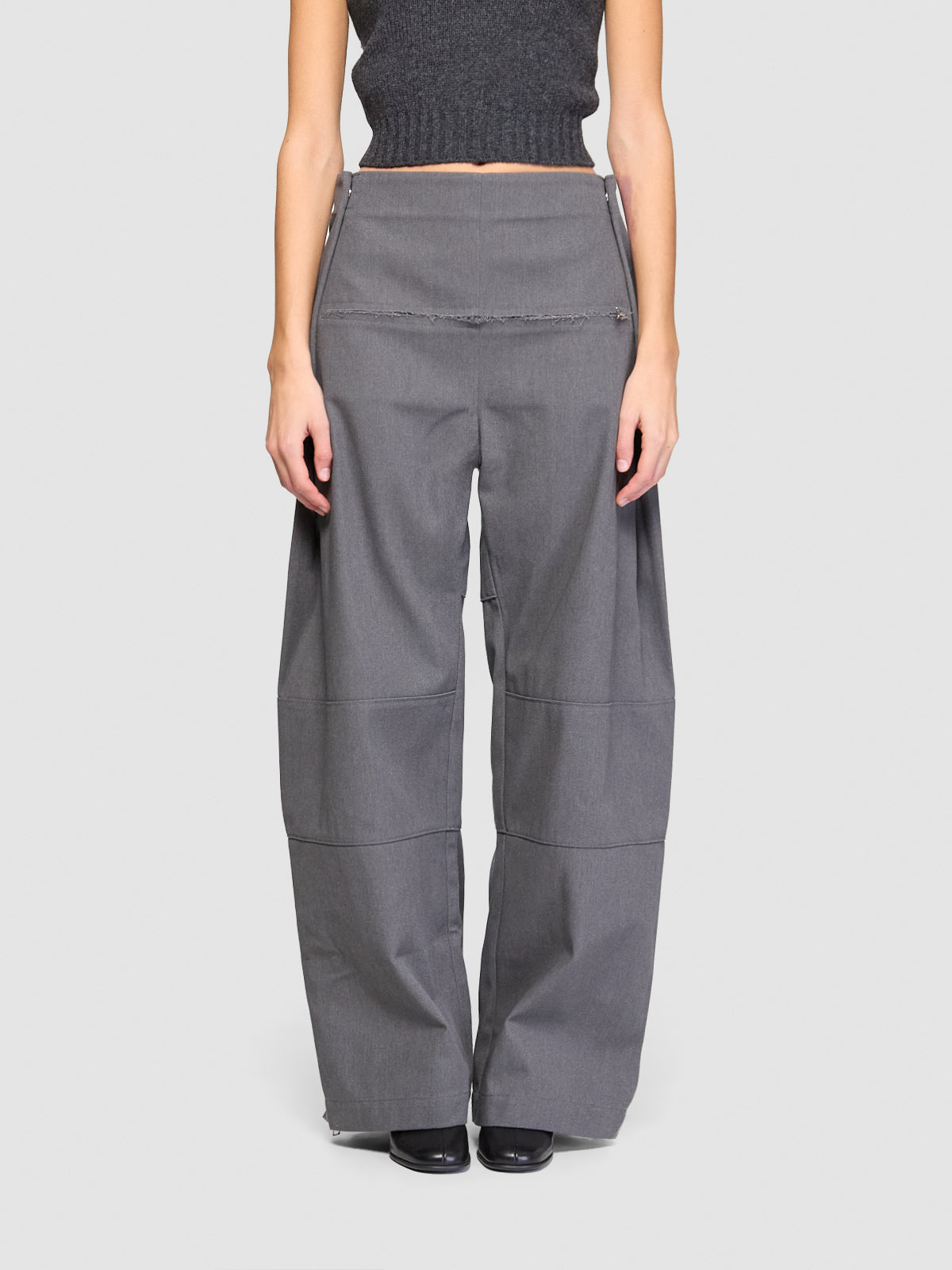 Pleated Pants with Zip Detail in Dark Grey