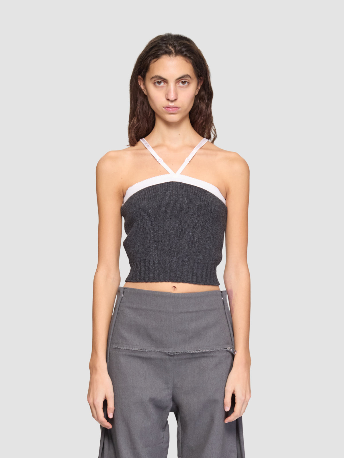 Cashmere and Wool Top in Anthracite