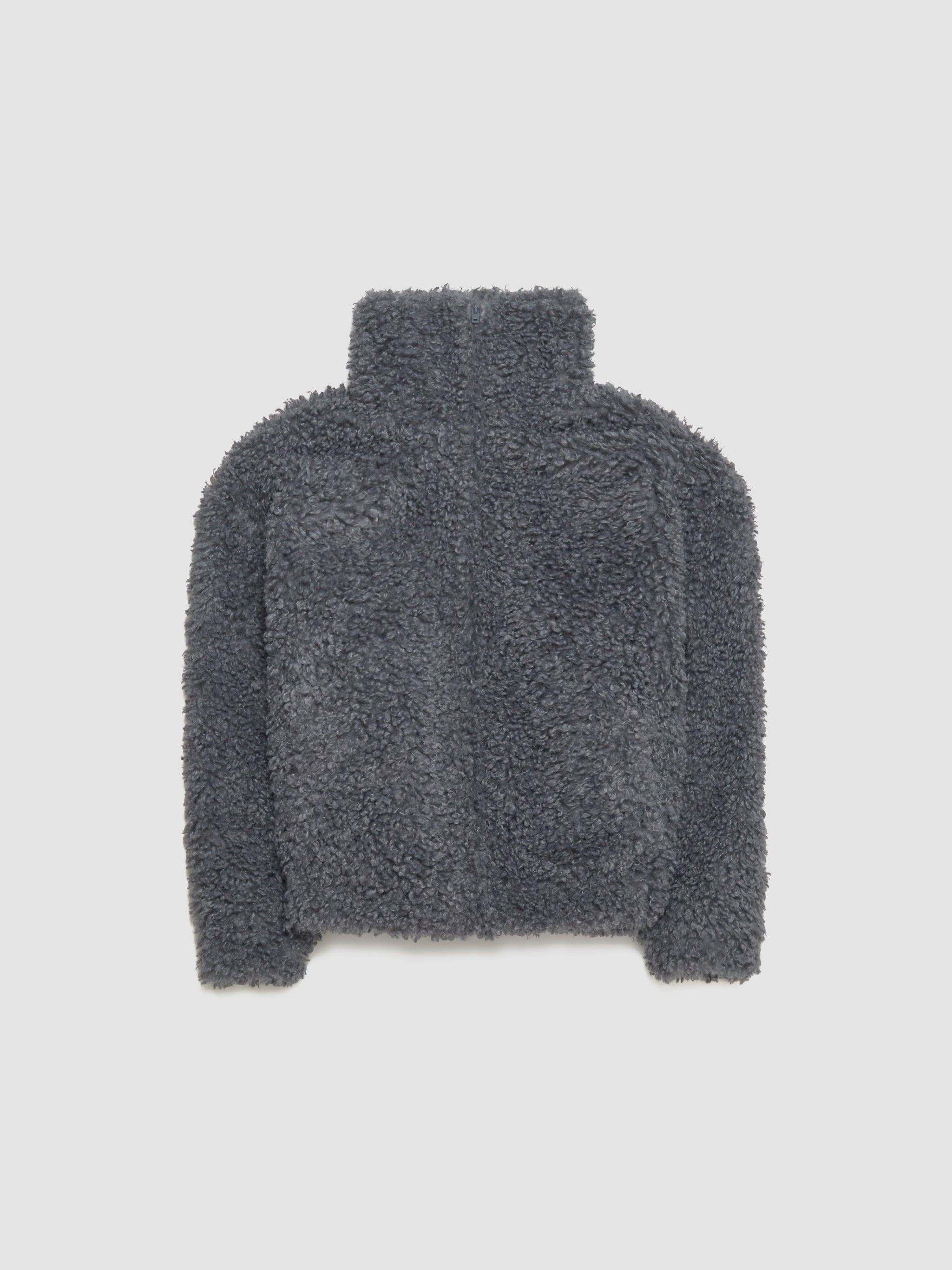 Fuzzy Zip-Up Jacket in Carbon Grey