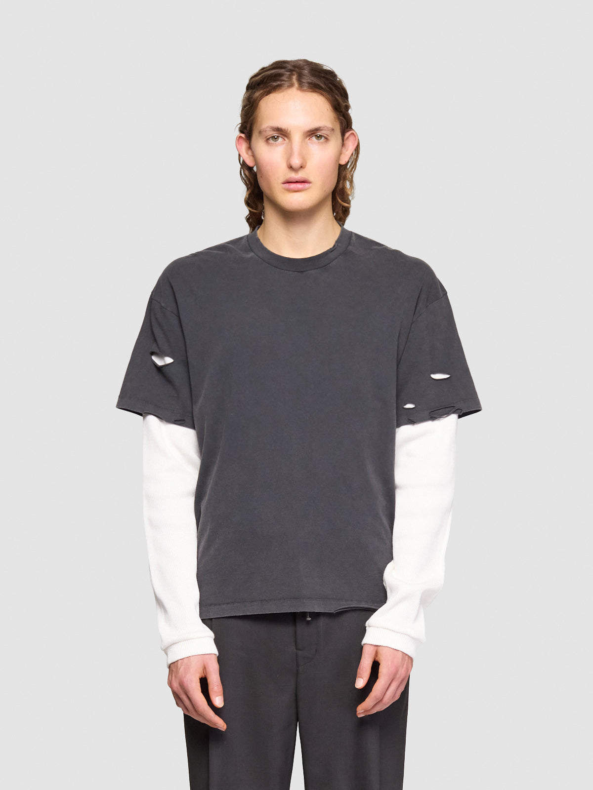 Back Logo Layered Longsleeve in Black