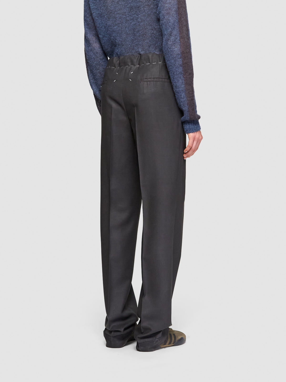 Wool Drawstring Pants in Dark Brown