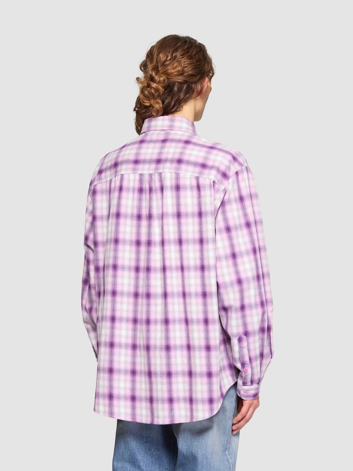 Plaid Woven Overshirt in Purple