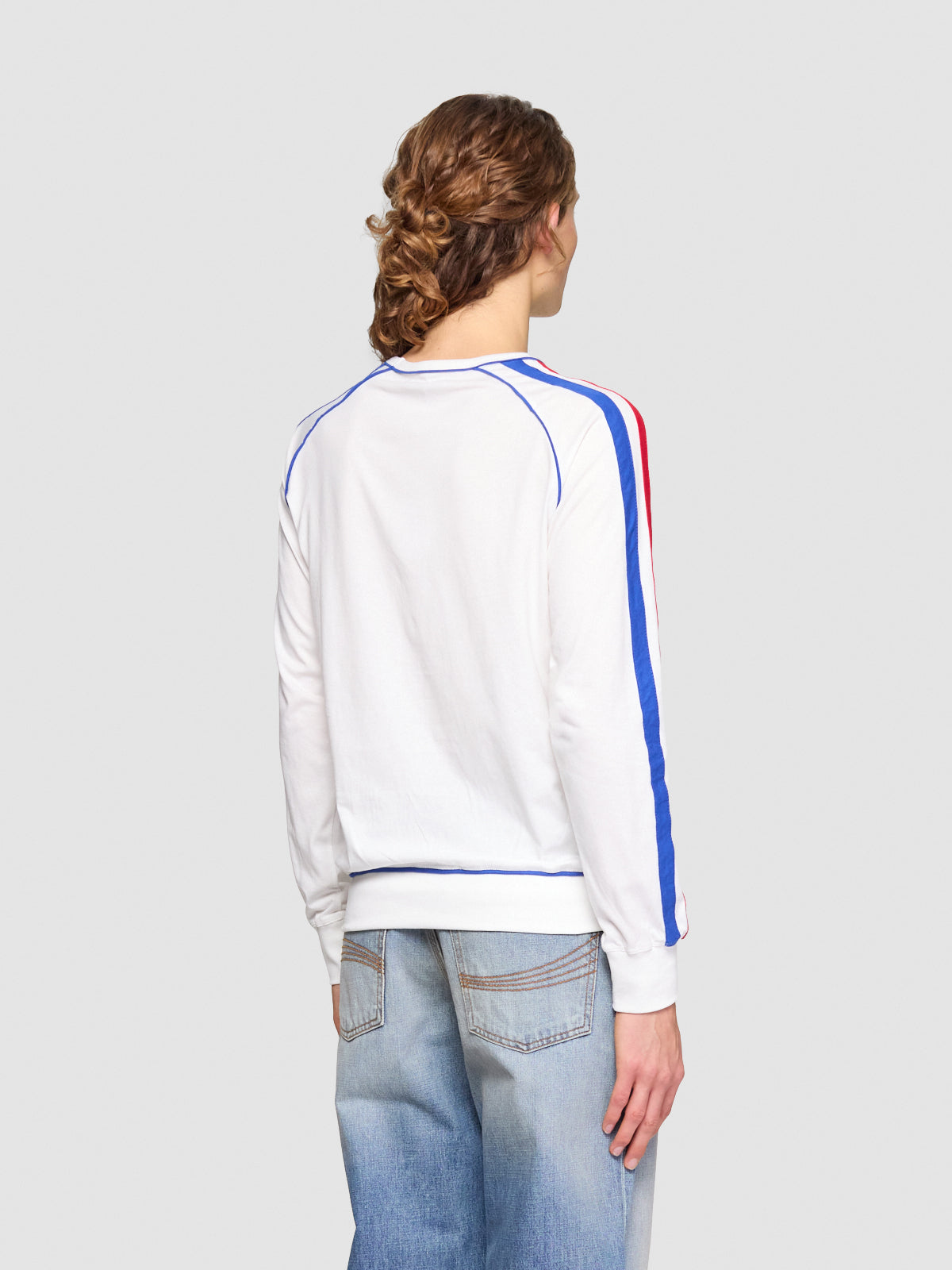 Lucas Long Sleeve T-Shirt in White & Red