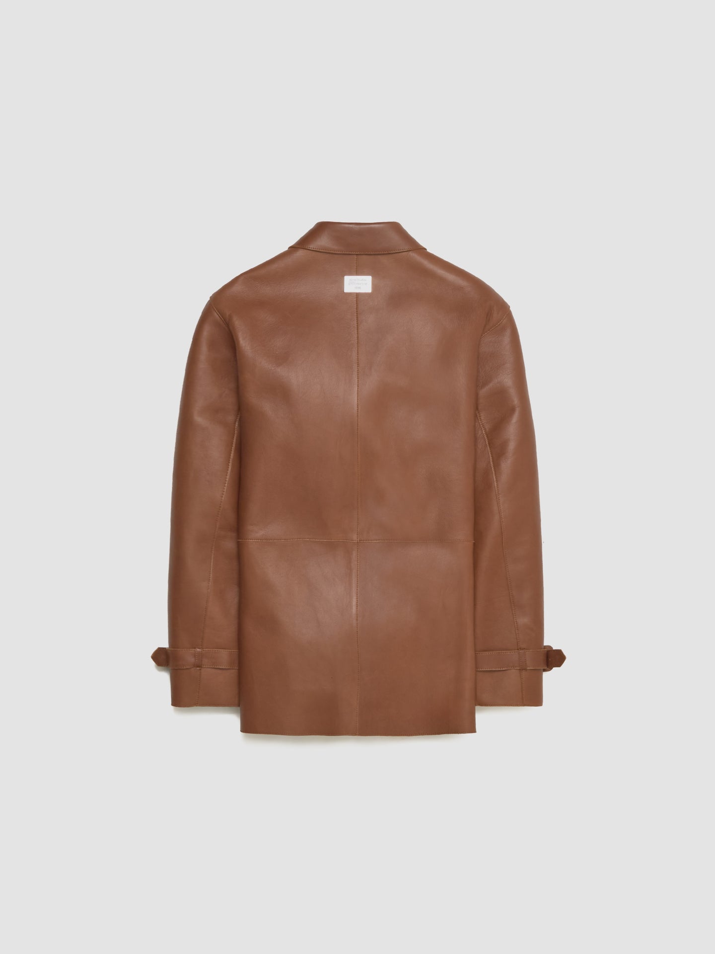 Buttoned Leather Jacket in Cognac Brown