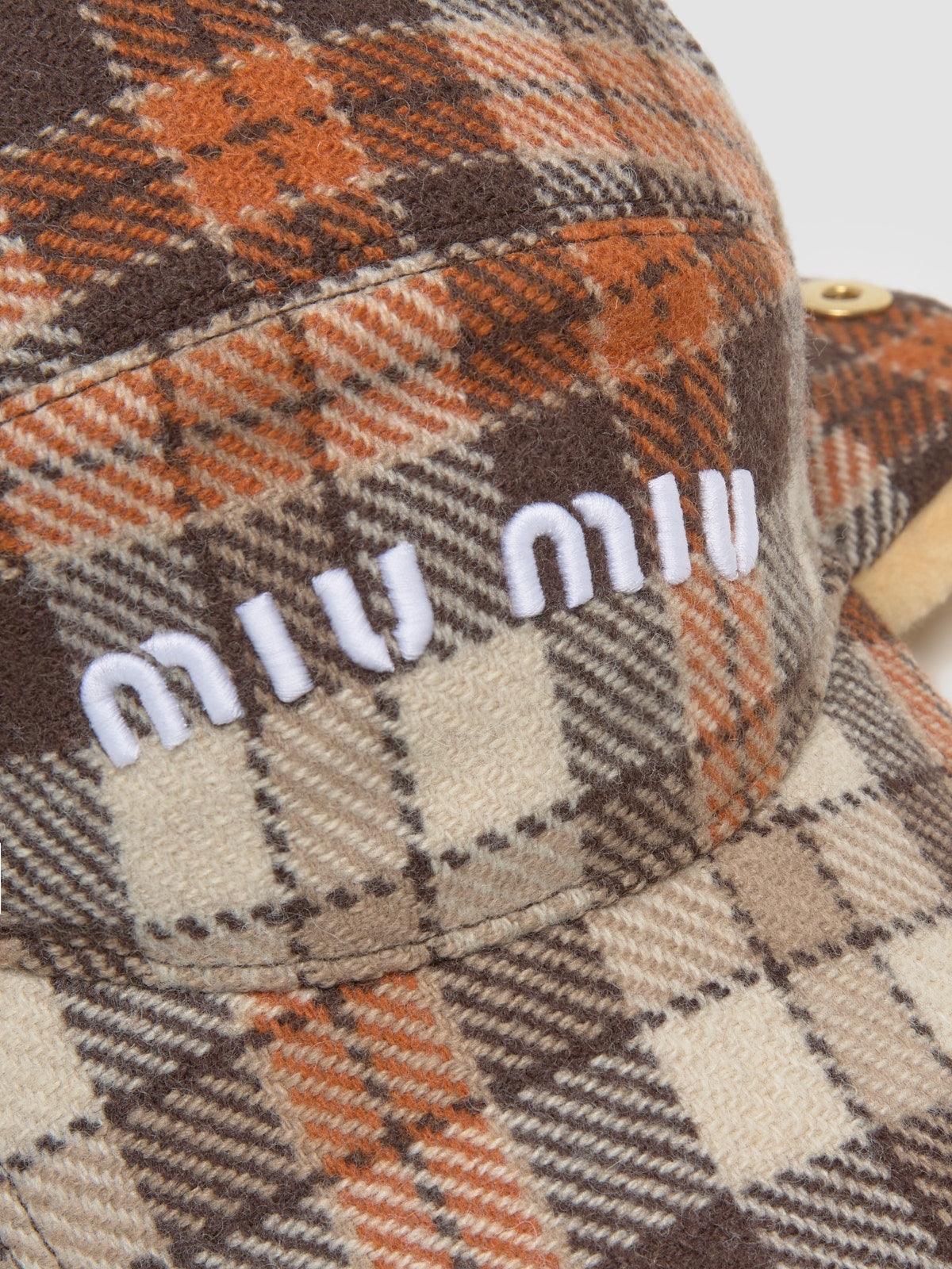 Checked Fluffy Fleece Cap in Cocoa & Papaya