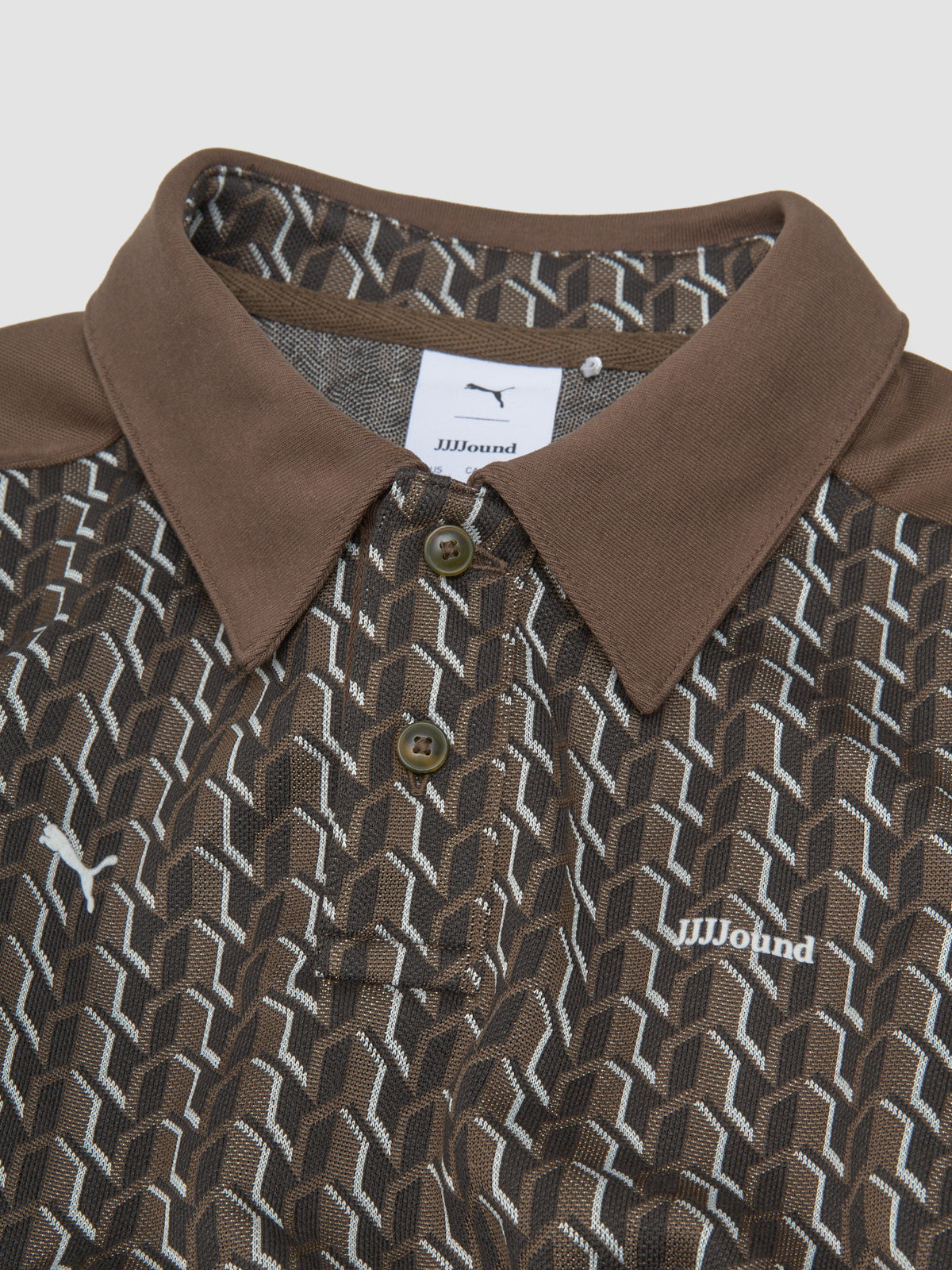 PUMA - x JJJJound T7 Long Sleeve Polo Top in Chocolate - 635538-52