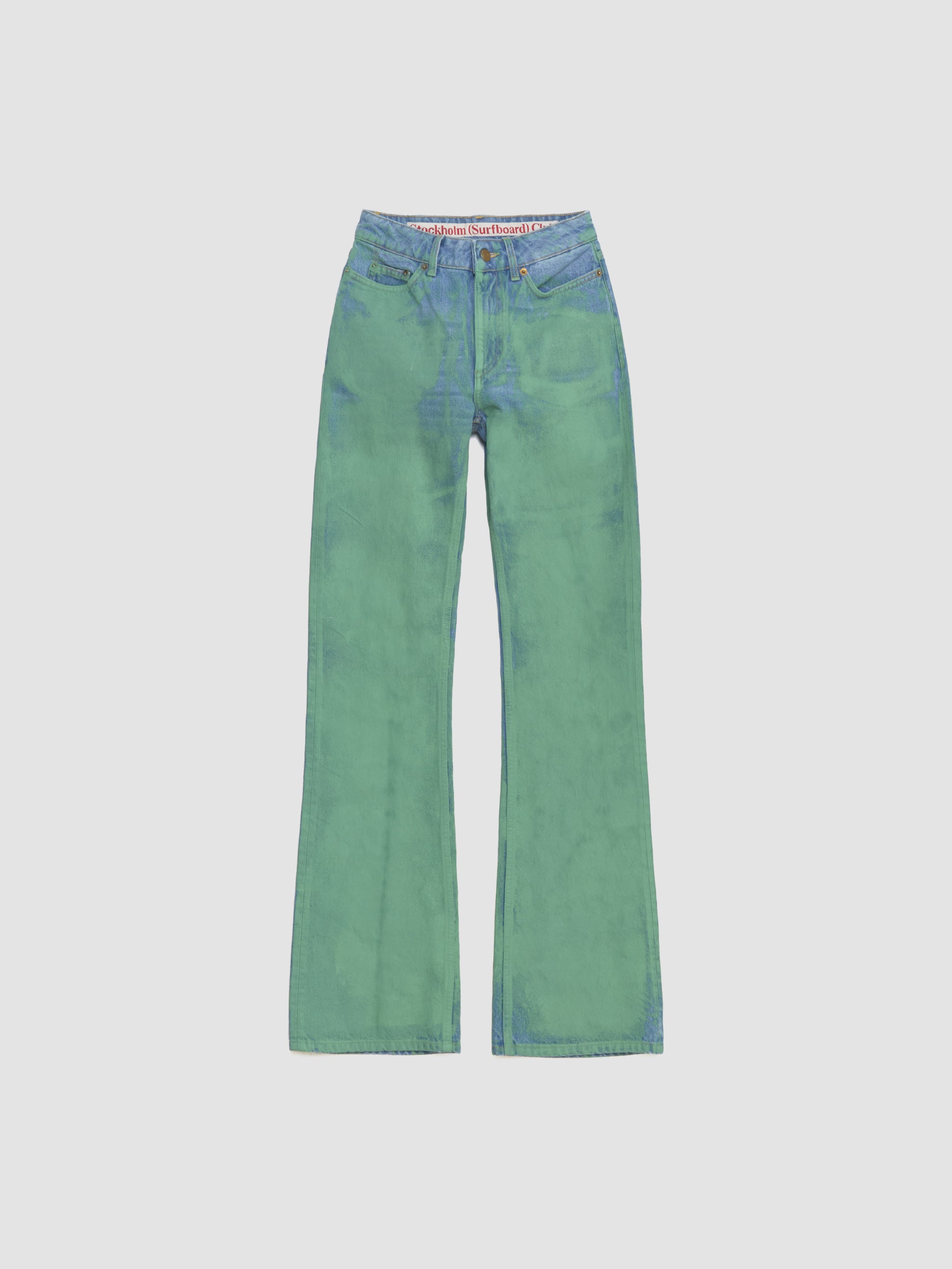 x Stockholm Surfboard Club Painted Bootcut Jeans in Green