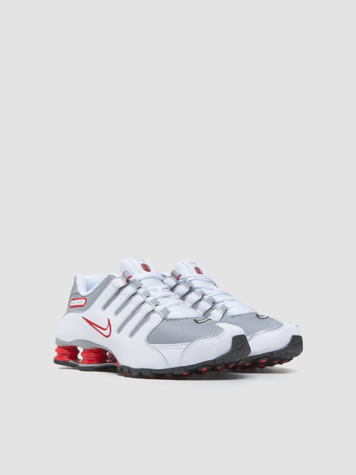 Shox NZ Sneaker in White & Metallic Silver