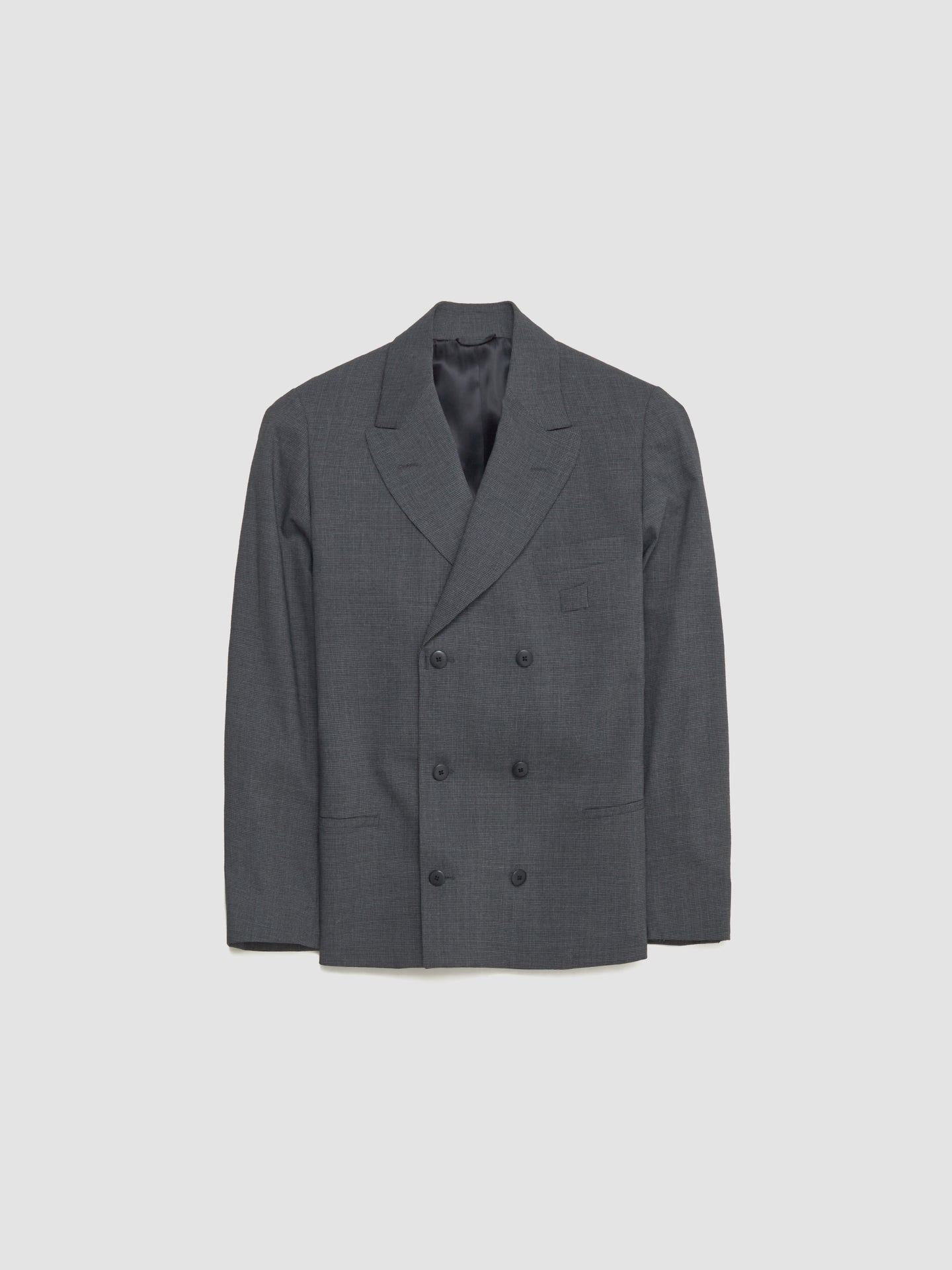 Houndstooth Double Breasted Suit Jacket in Dark Grey