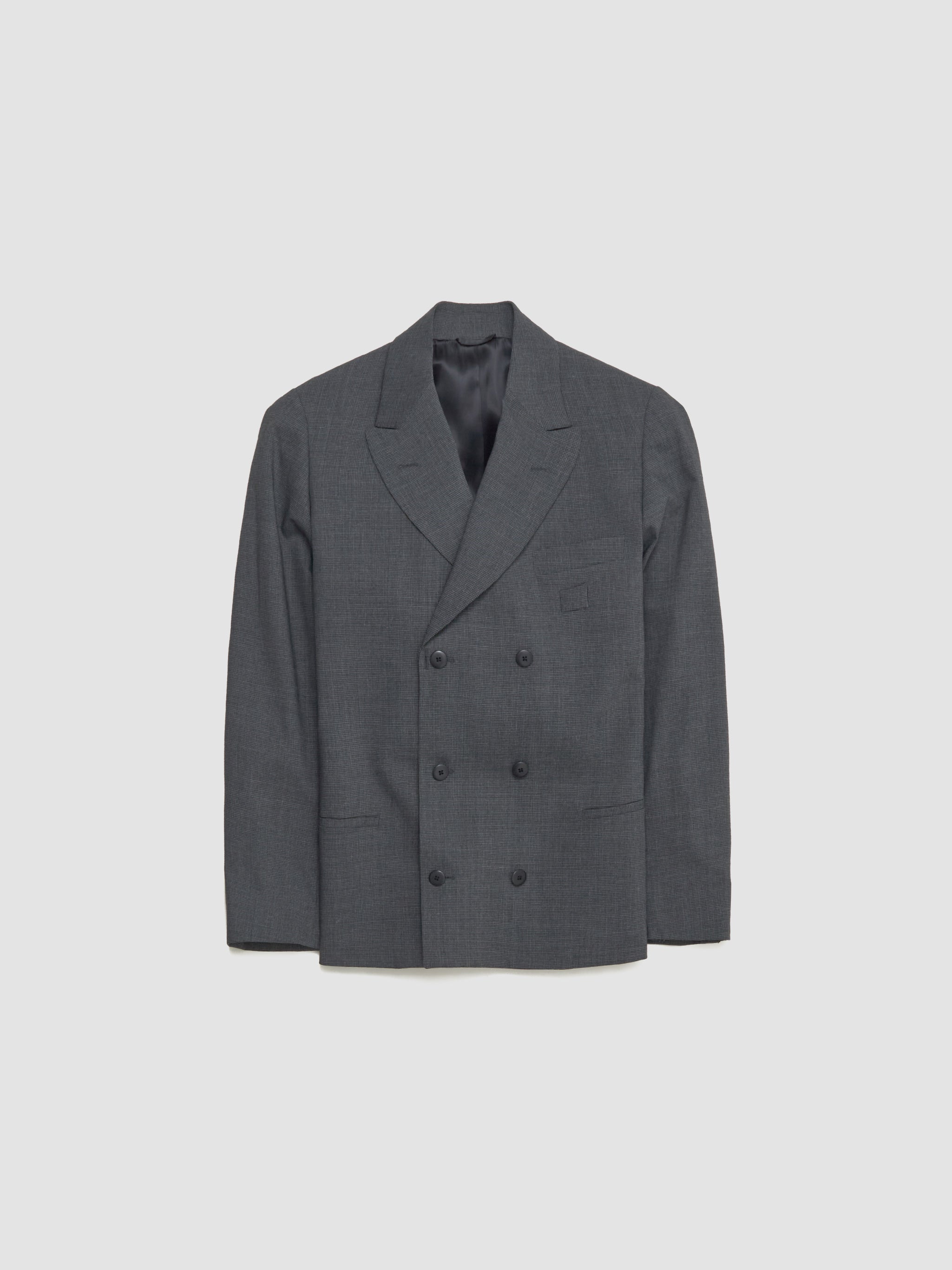 Houndstooth Double Breasted Suit Jacket in Dark Grey