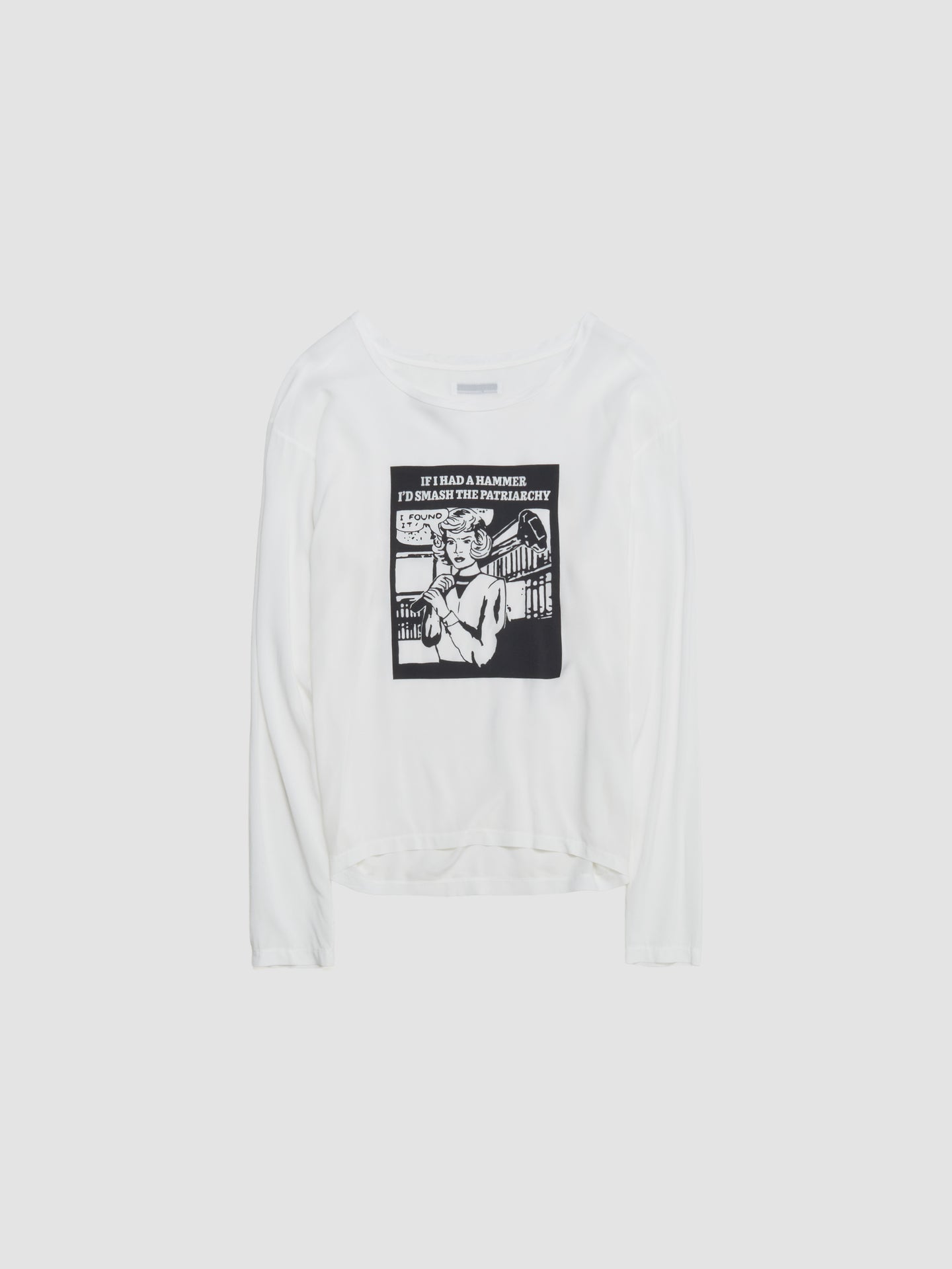 Long Sleeve Woven T-Shirt in White