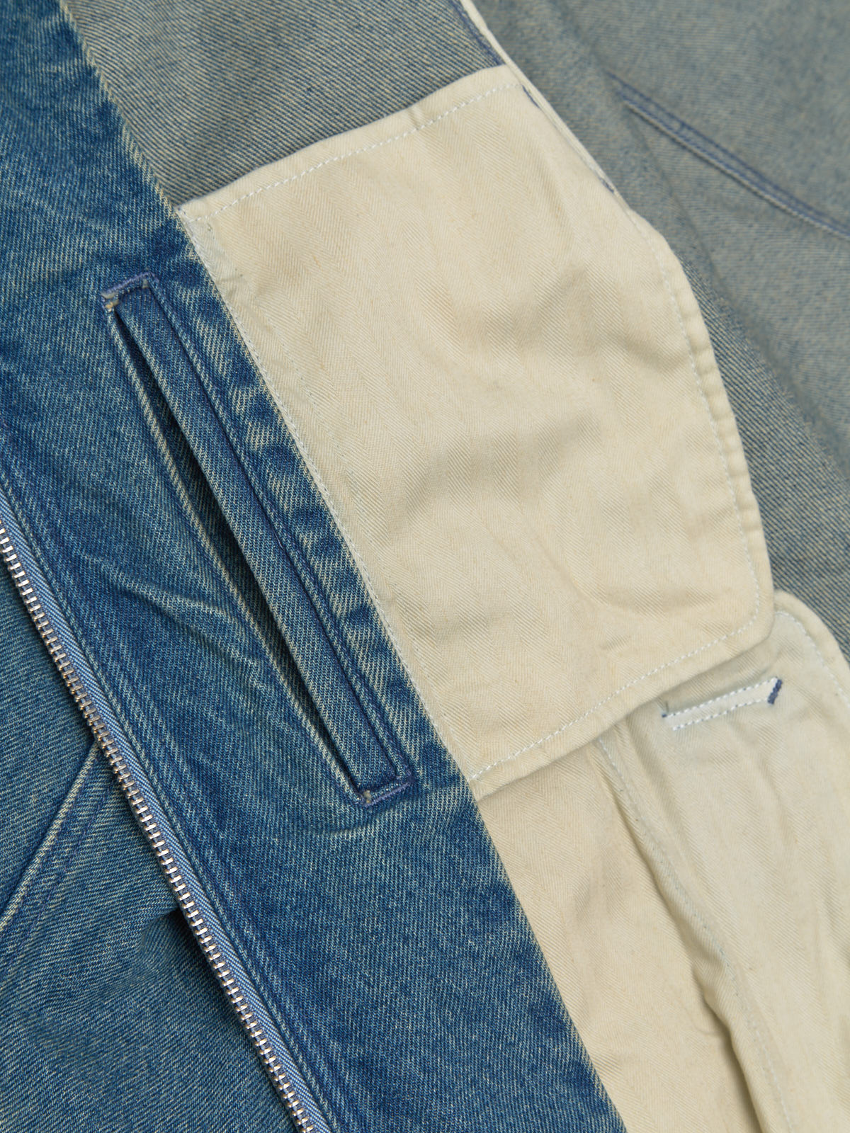 Washed Denim Zipped Jacket in Blue