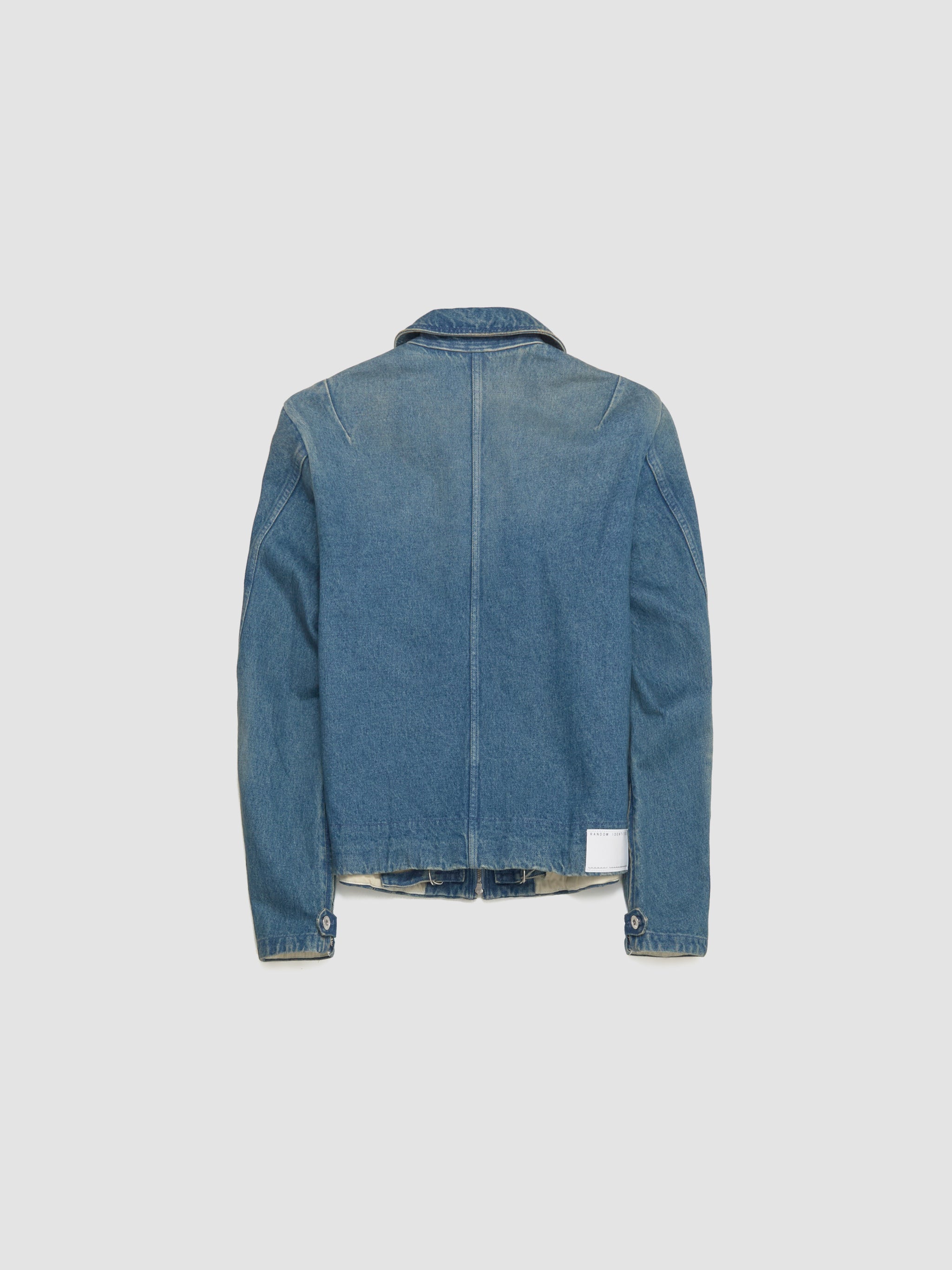 Washed Denim Zipped Jacket in Blue