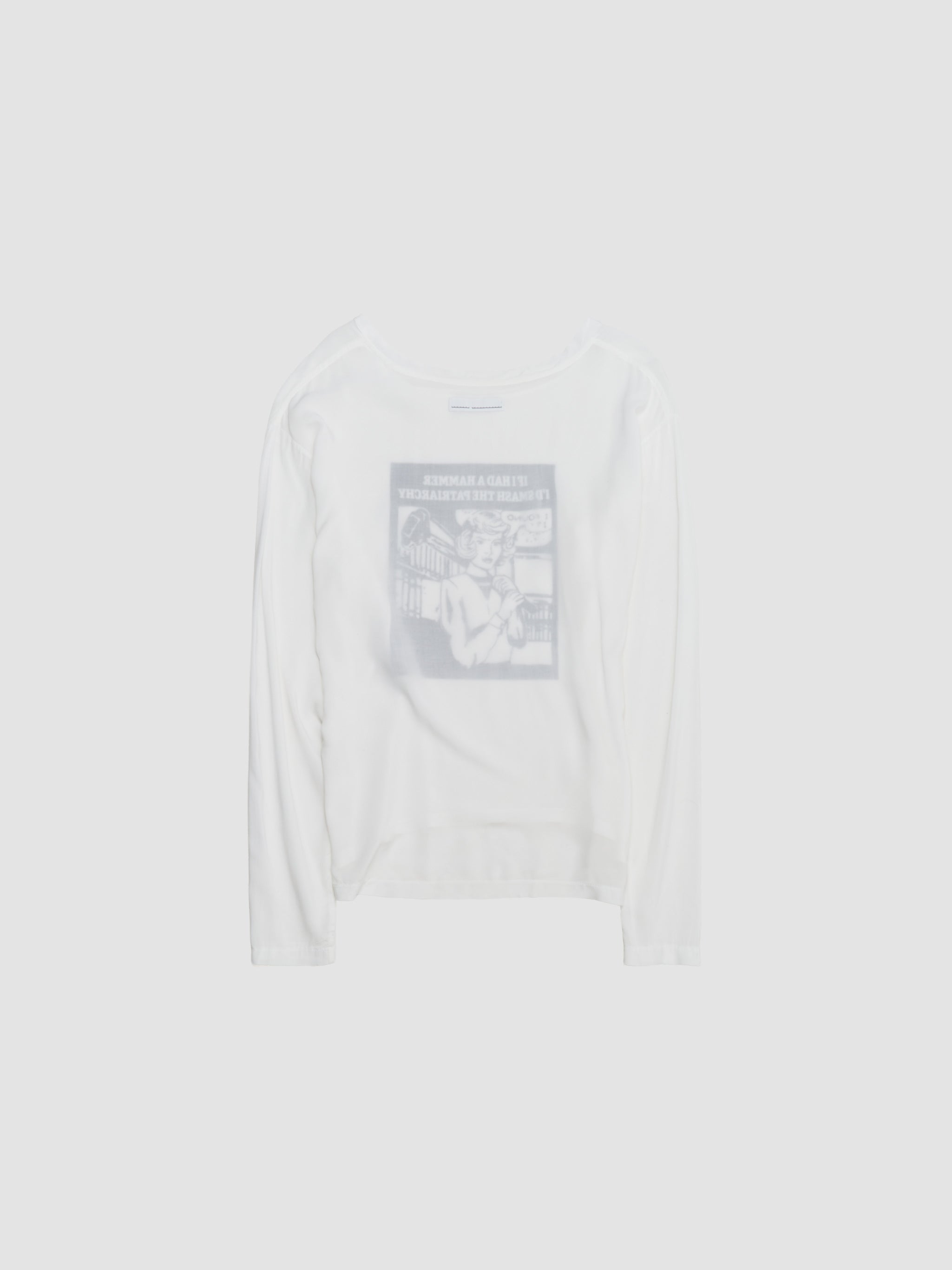 Long Sleeve Woven T-Shirt in White