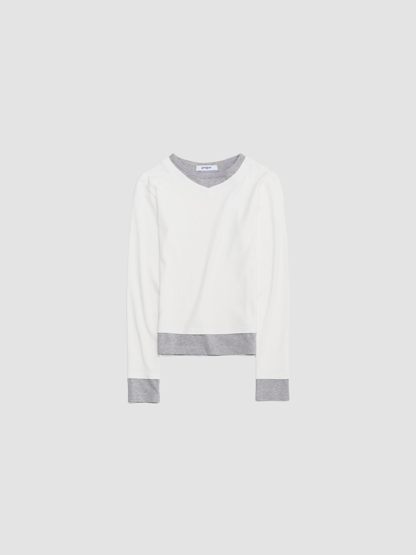 Double-Layer Long Sleeve in White & Grey