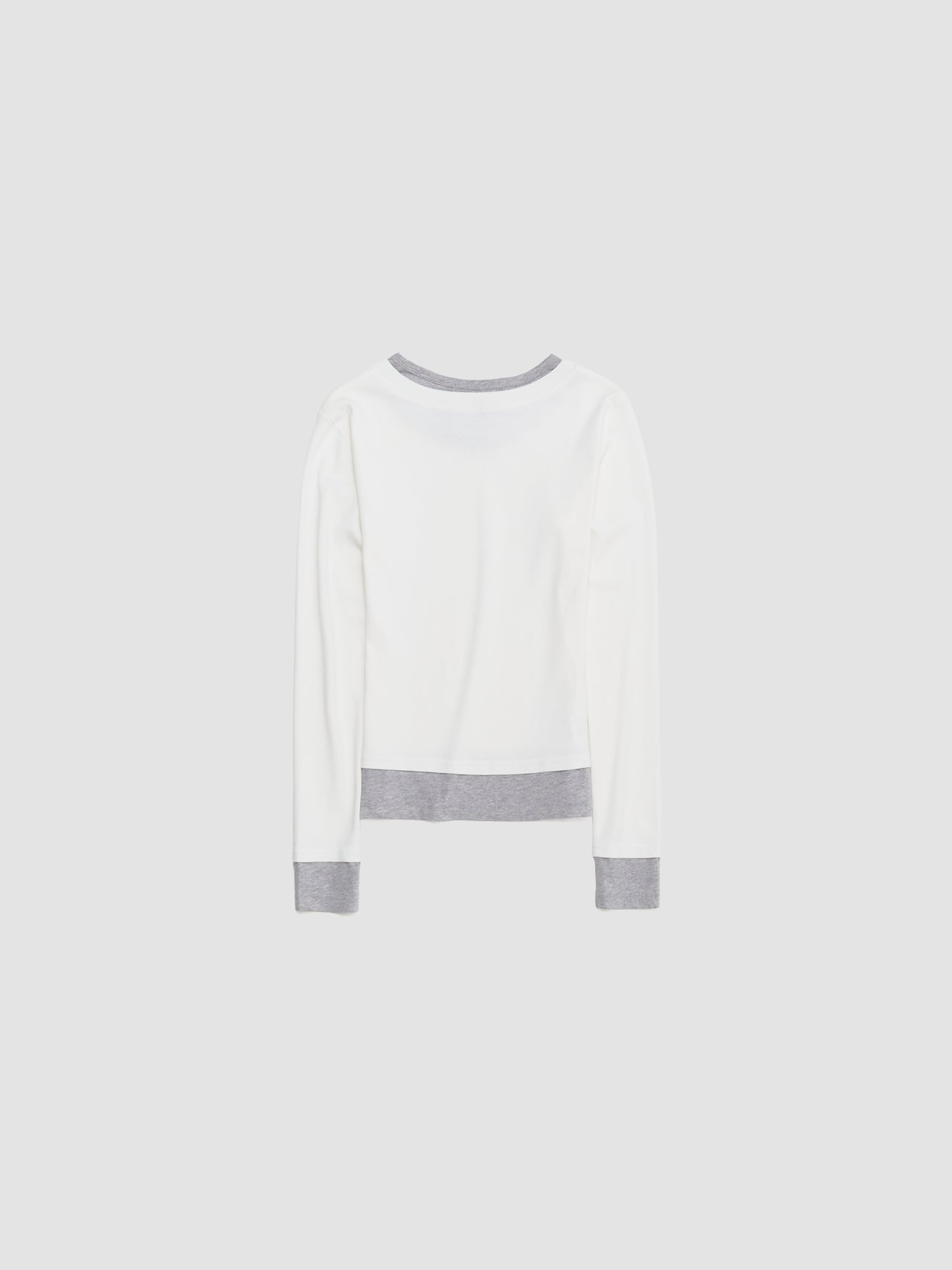 Double-Layer Long Sleeve in White & Grey