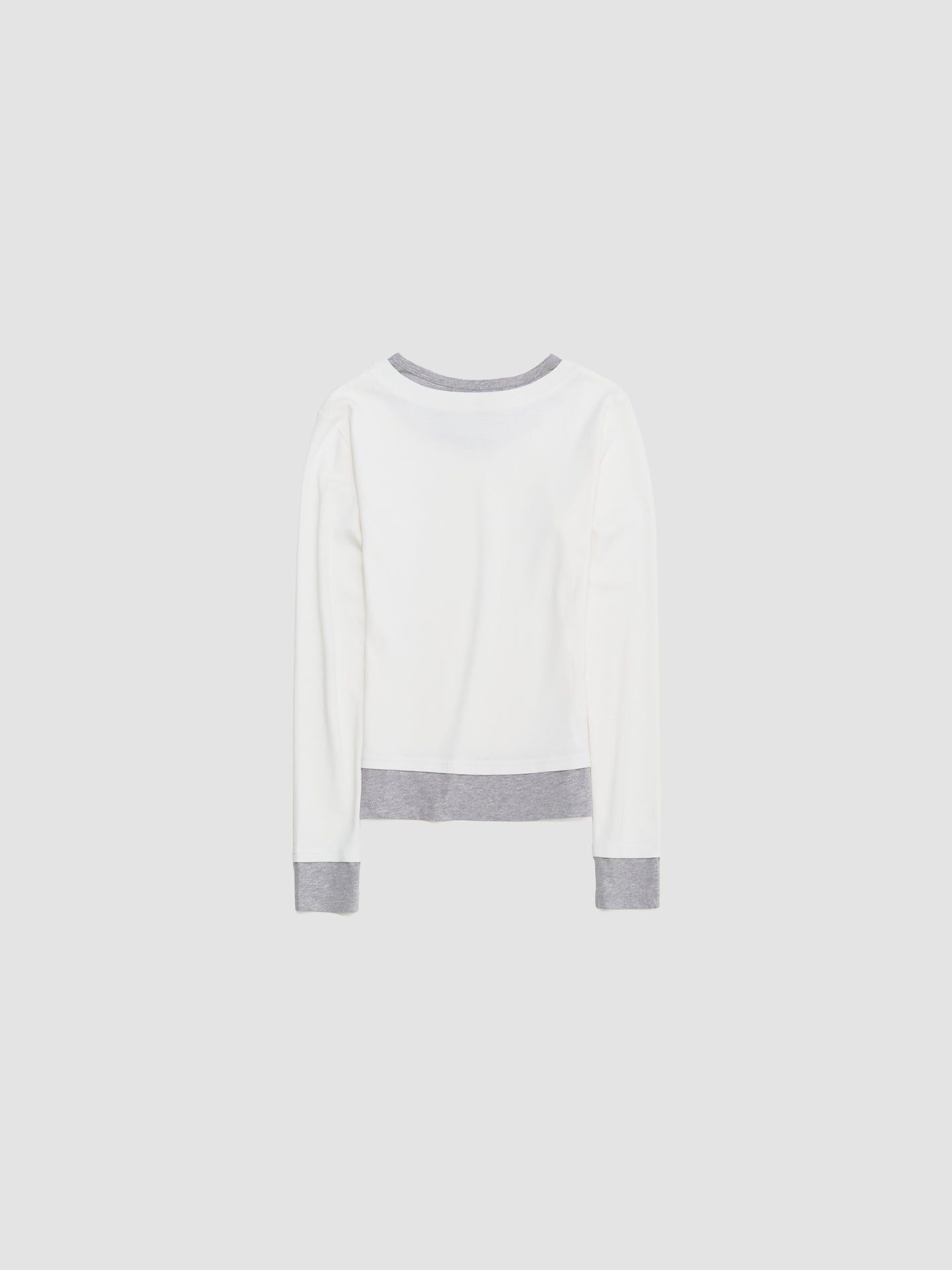 Double-Layer Long Sleeve in White & Grey