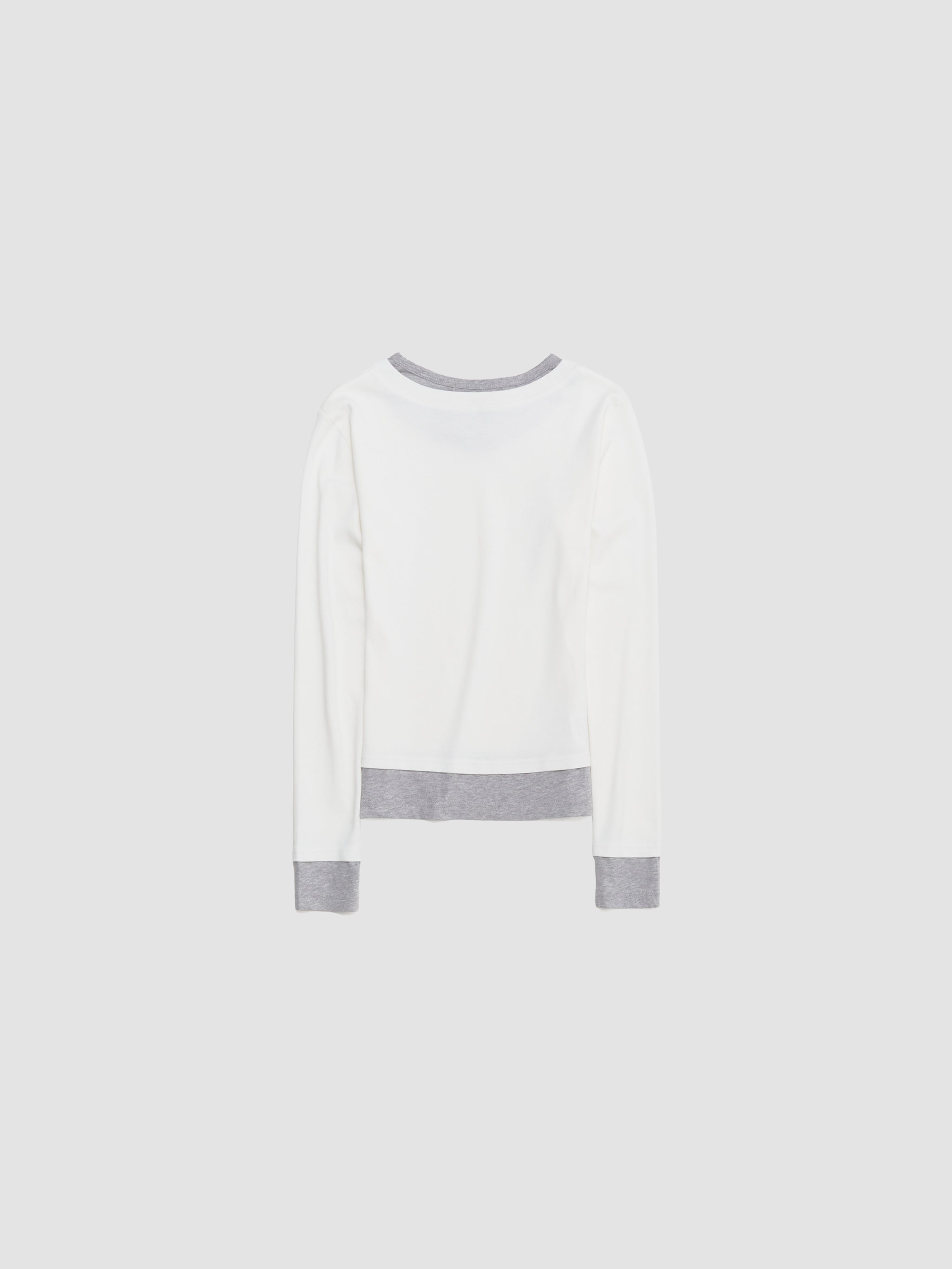 Double-Layer Long Sleeve in White & Grey