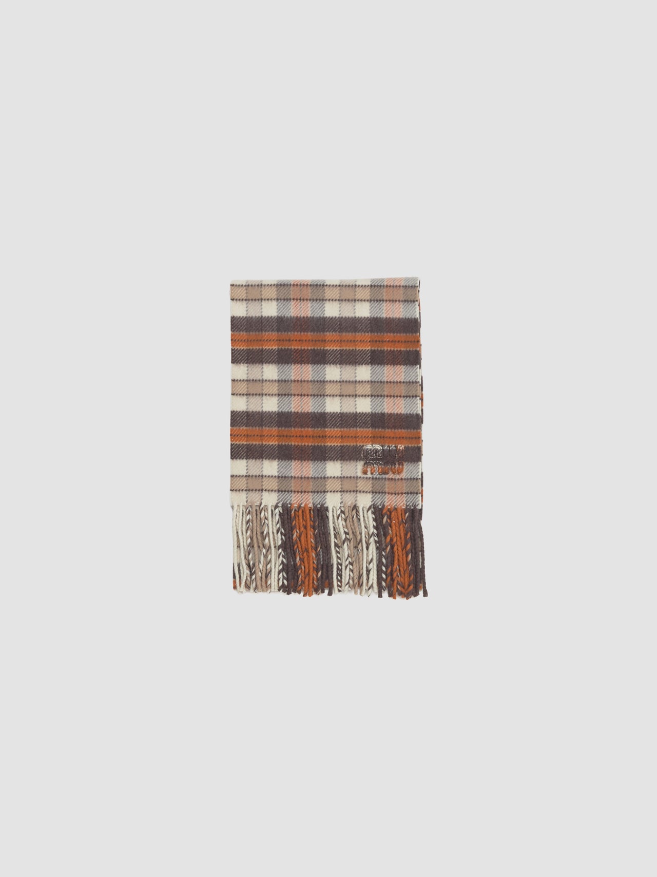 Wool and Cashemere Scarf in Burnt Sienna & Papaya