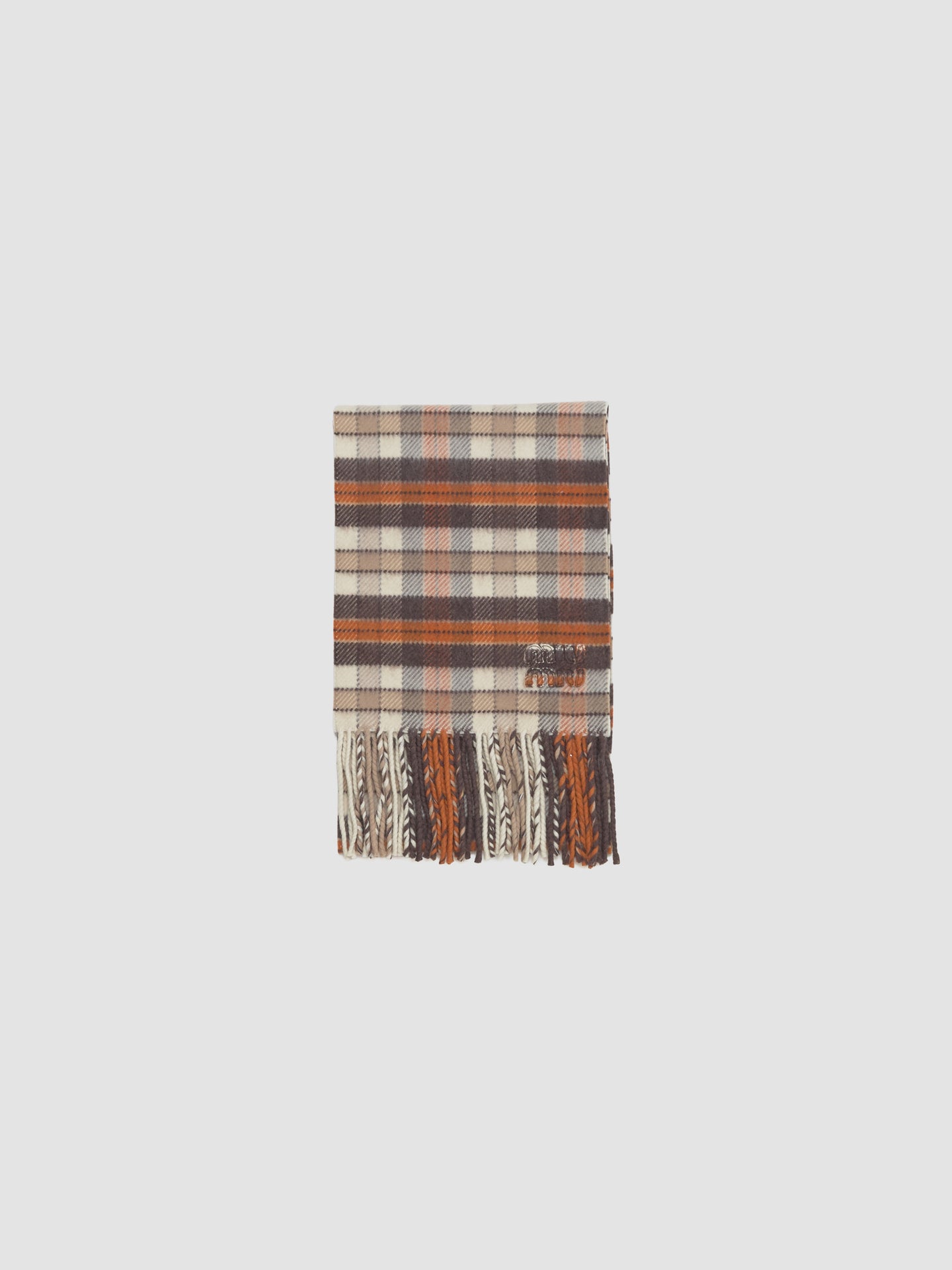 Wool and Cashemere Scarf in Burnt Sienna & Papaya