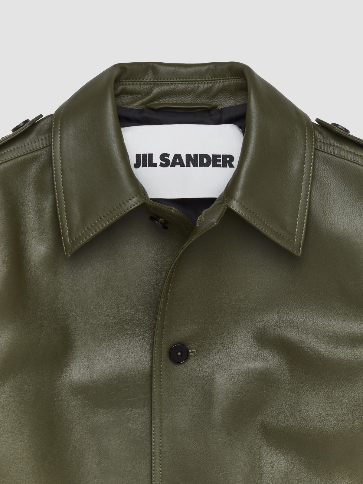 Leather Blouson Jacket in Lichen Green