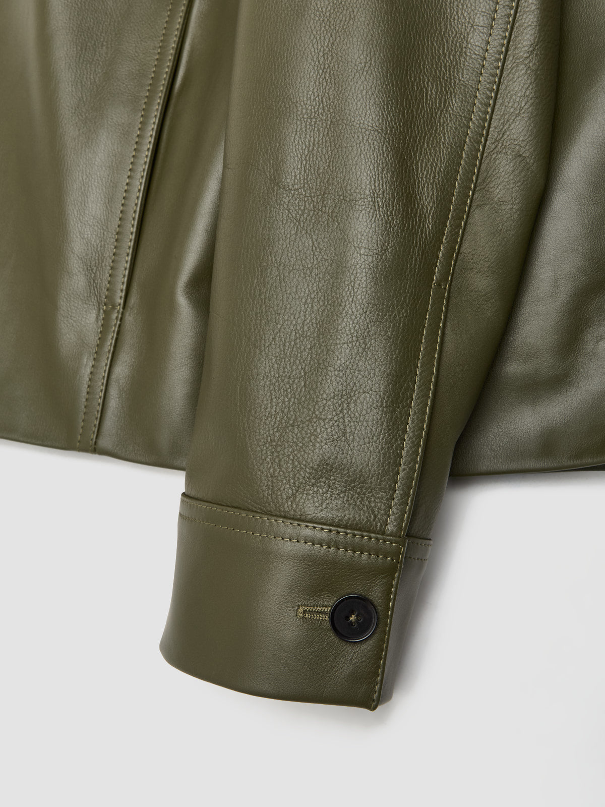Leather Blouson Jacket in Lichen Green