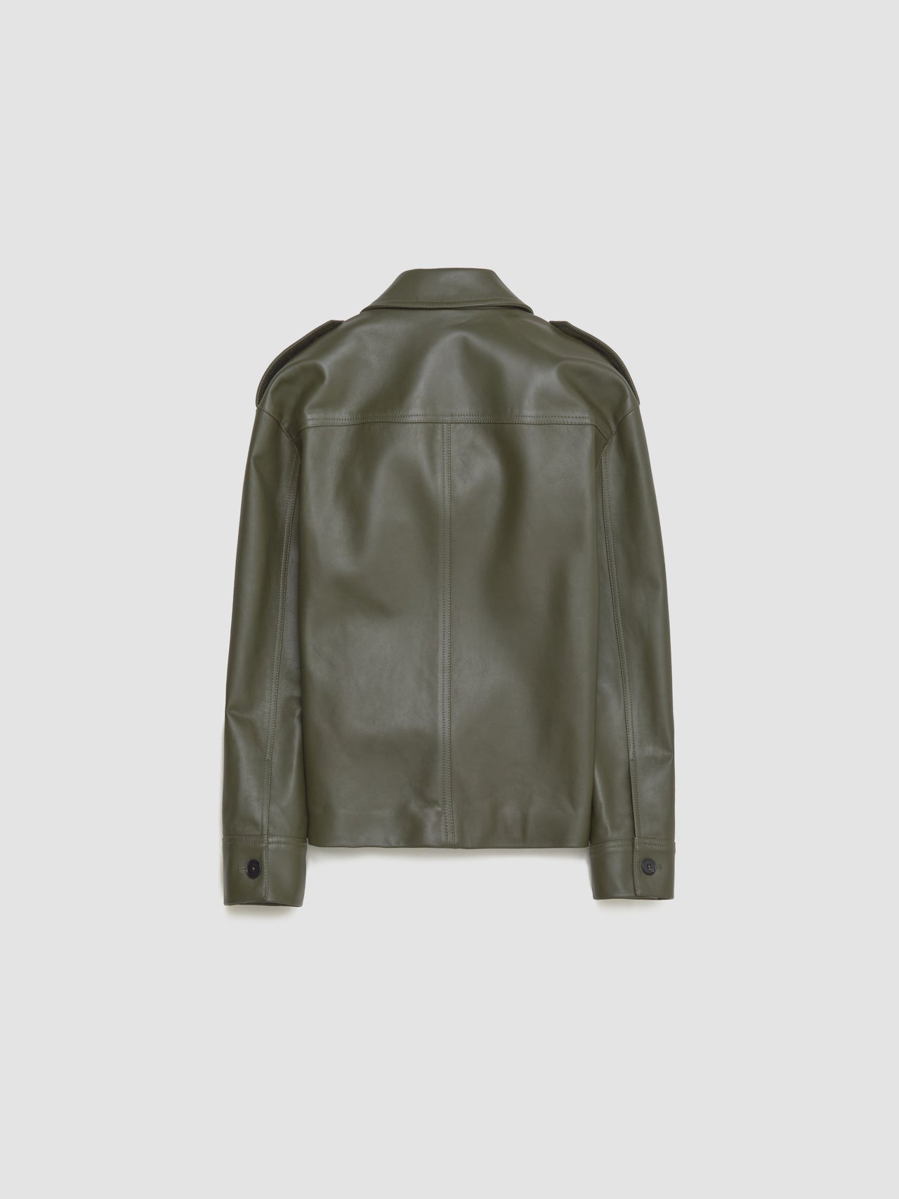 Leather Blouson Jacket in Lichen Green