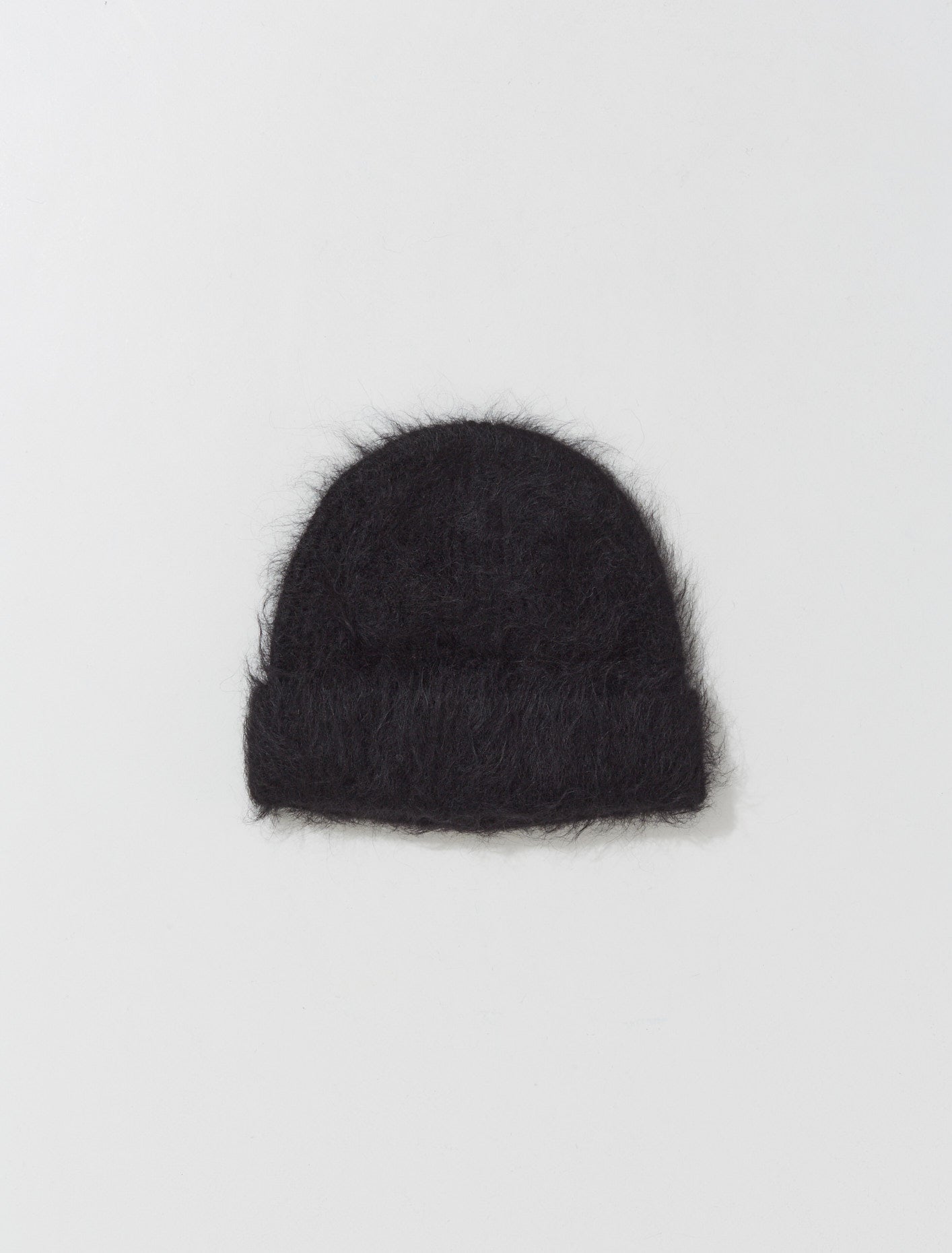 Fuzzy Beanie in Black Alpaca