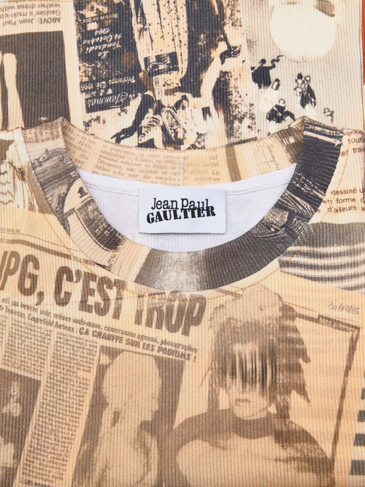 Ribbed Tank Top Printed "Journal" in Ecru