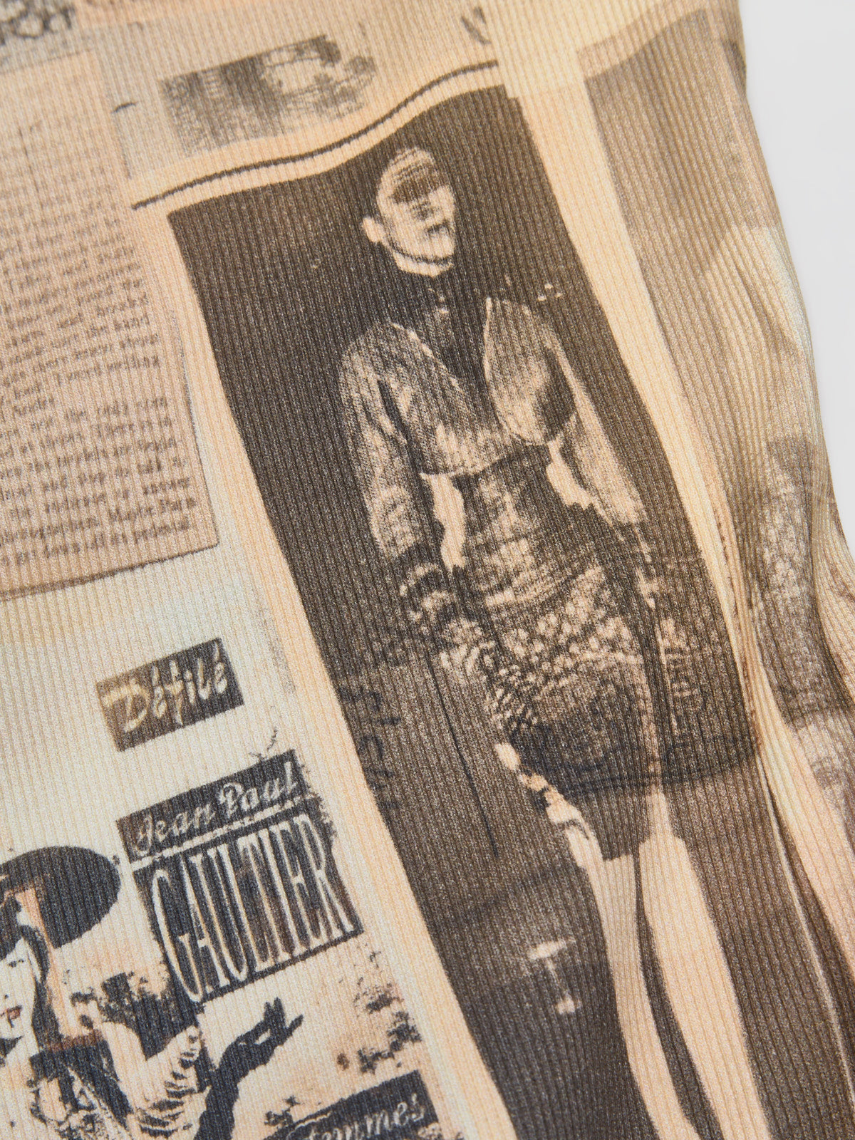 Ribbed Tank Top Printed "Journal" in Ecru