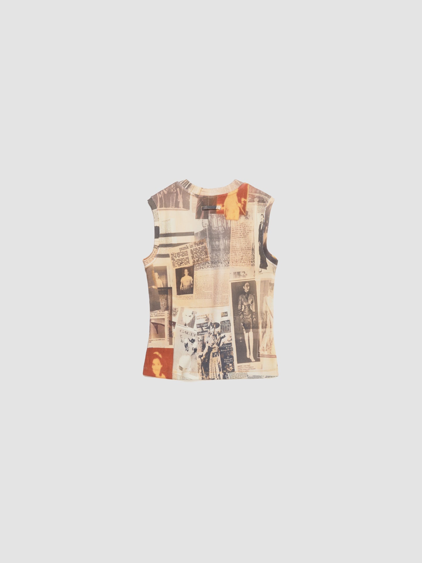 Ribbed Tank Top Printed "Journal" in Ecru