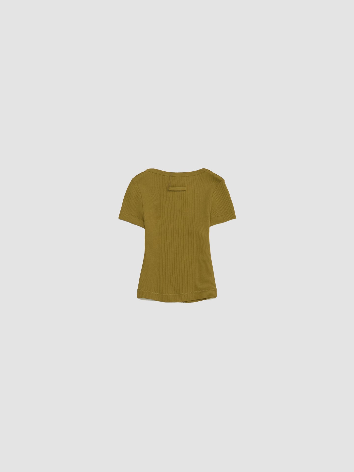 Ribbed Cropped Baby Tee with "Gaultier" Patch in Green
