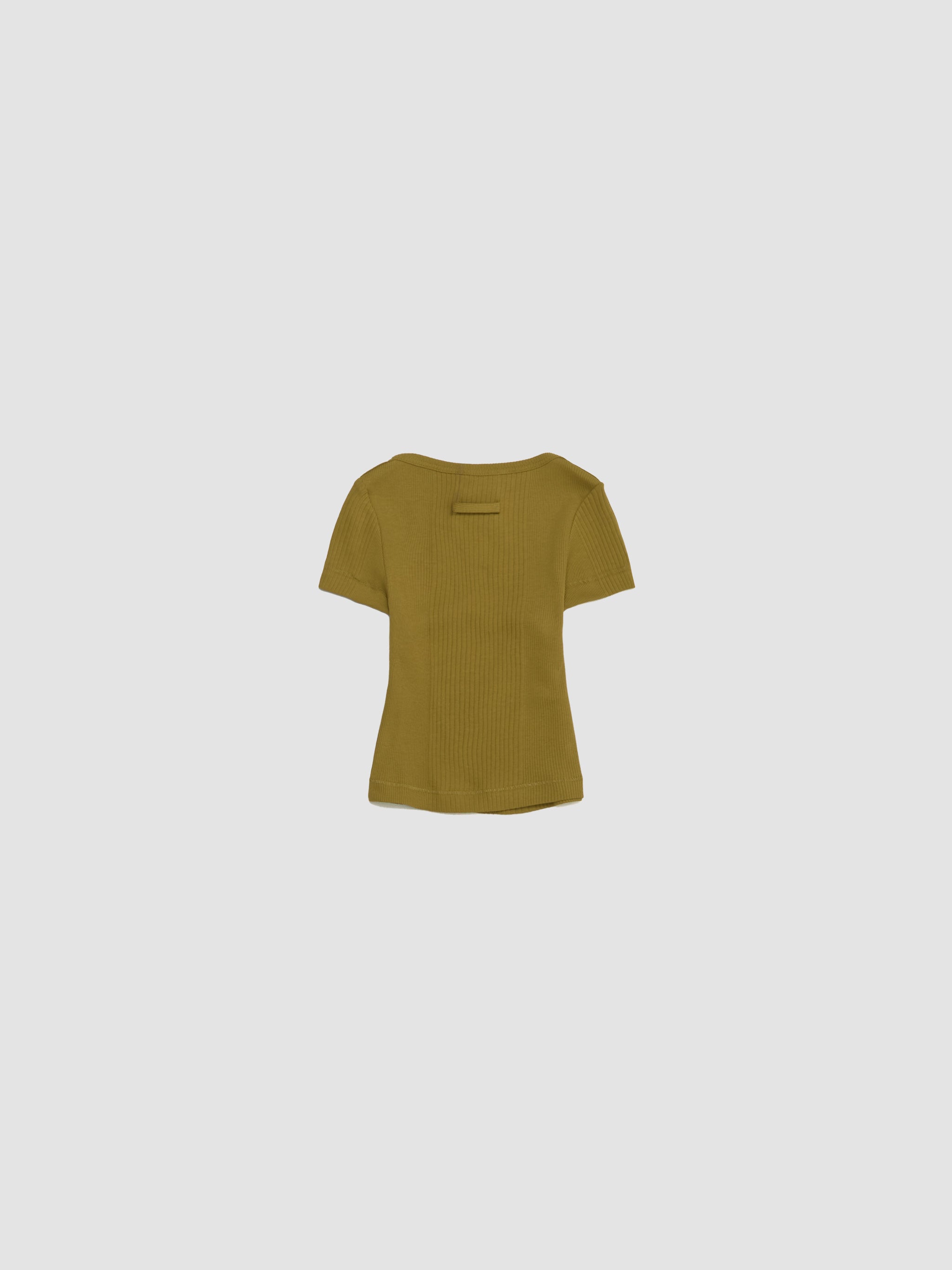 Ribbed Cropped Baby Tee with "Gaultier" Patch in Green