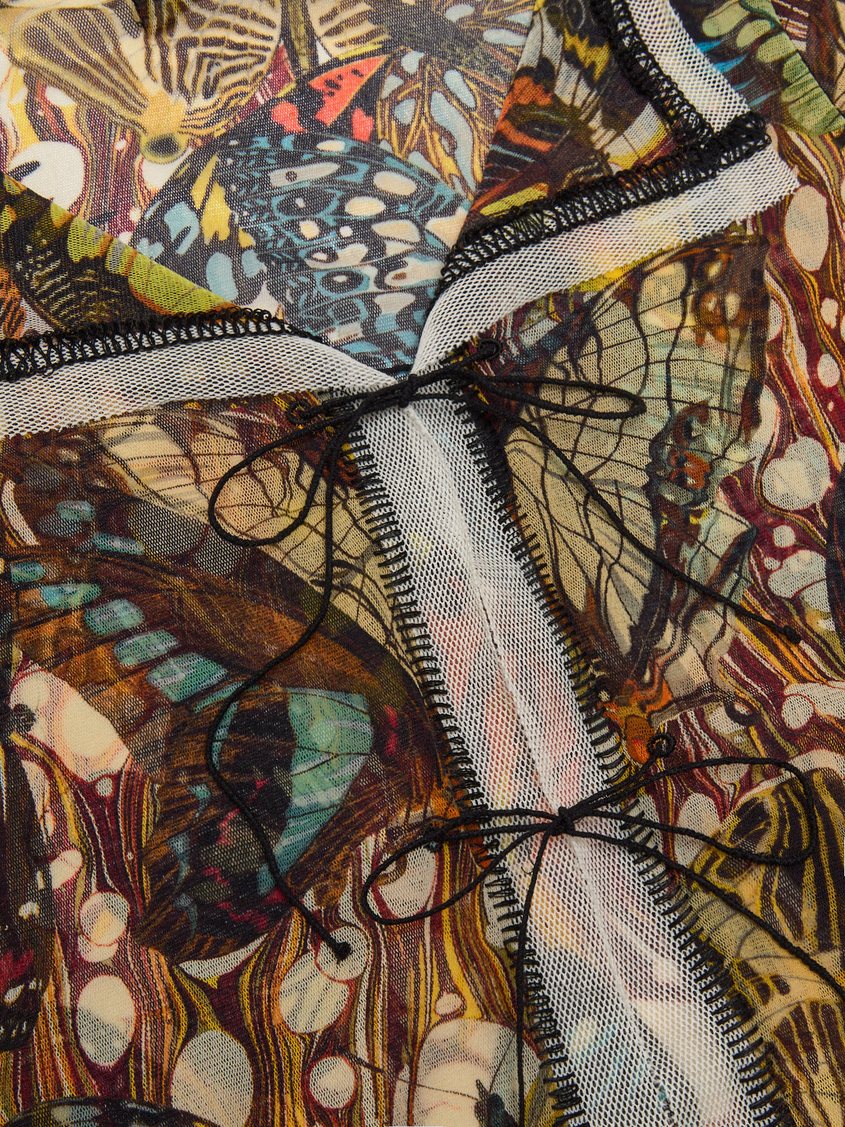 Mesh Long Sleeved Cardigan Printed "Papillon" in Multicolor