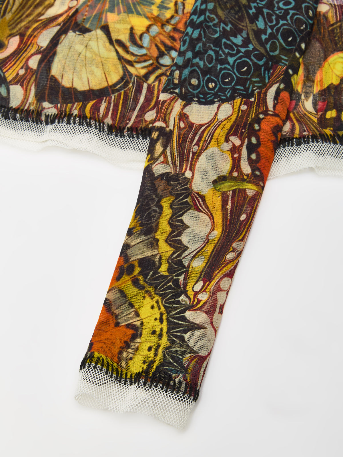 Mesh Long Sleeved Cardigan Printed "Papillon" in Multicolor