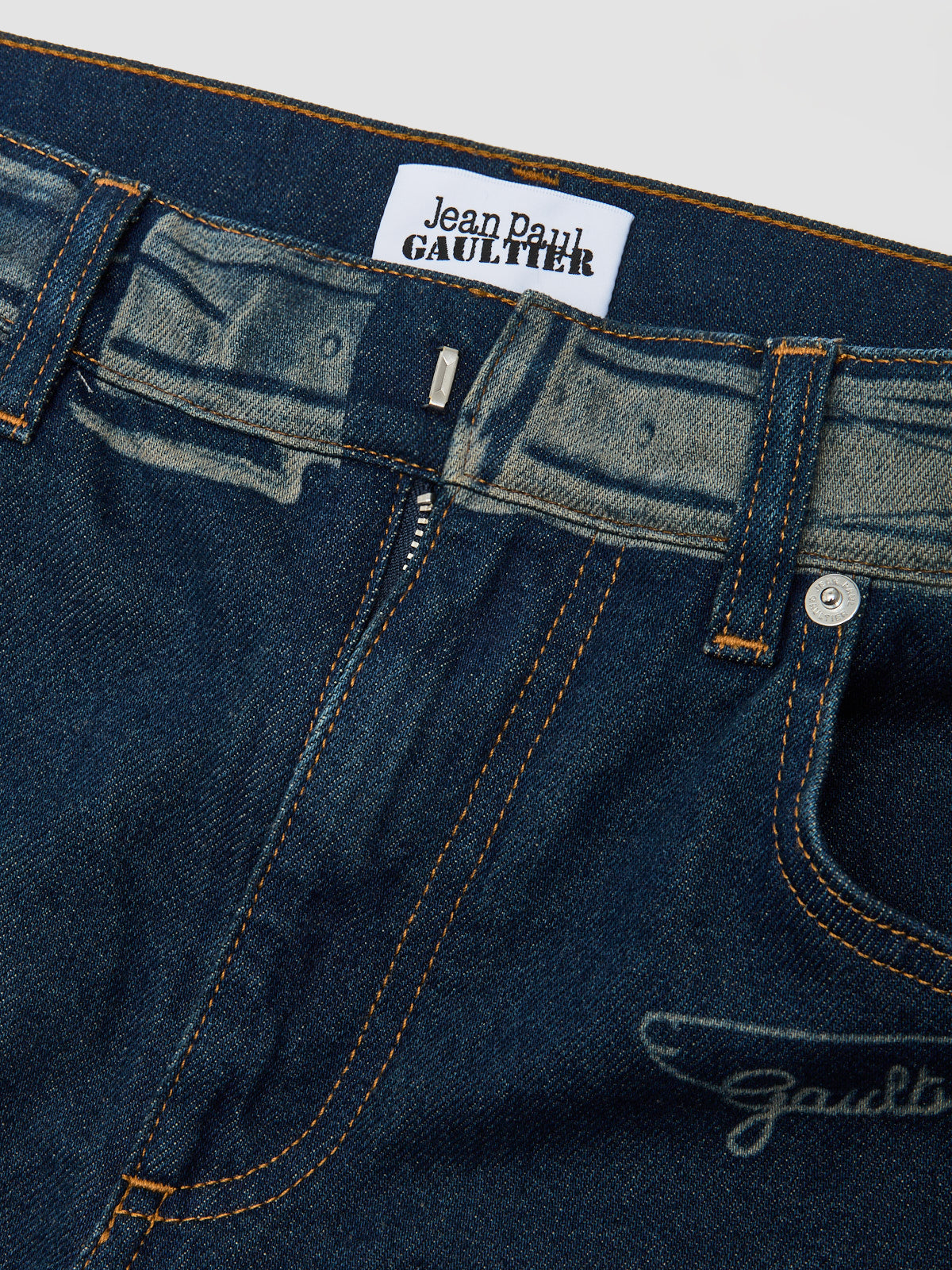 Jeans with Trompe L'Oeil Print in Vintage Blue