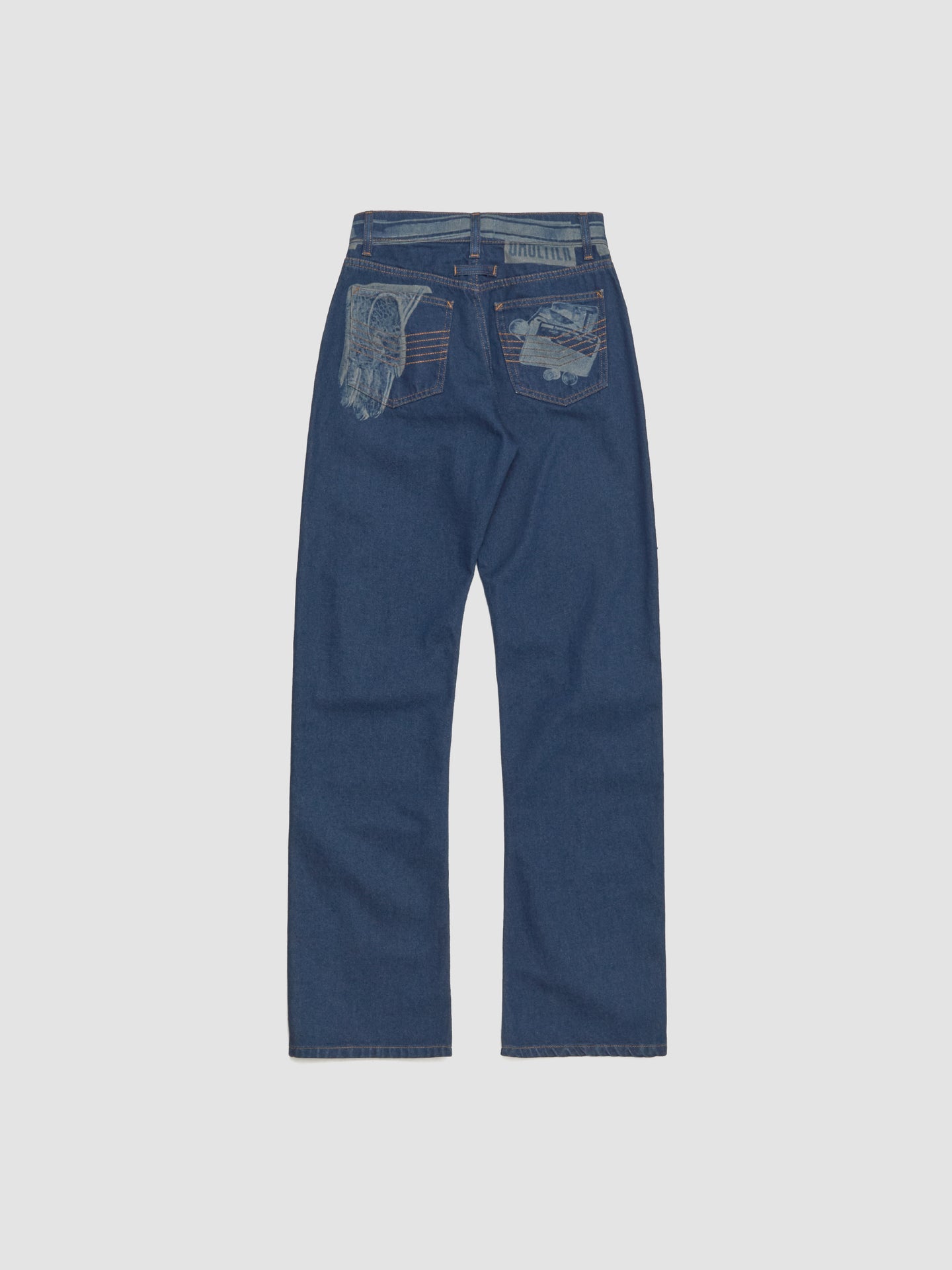 Jeans with Trompe L'Oeil Print in Vintage Blue