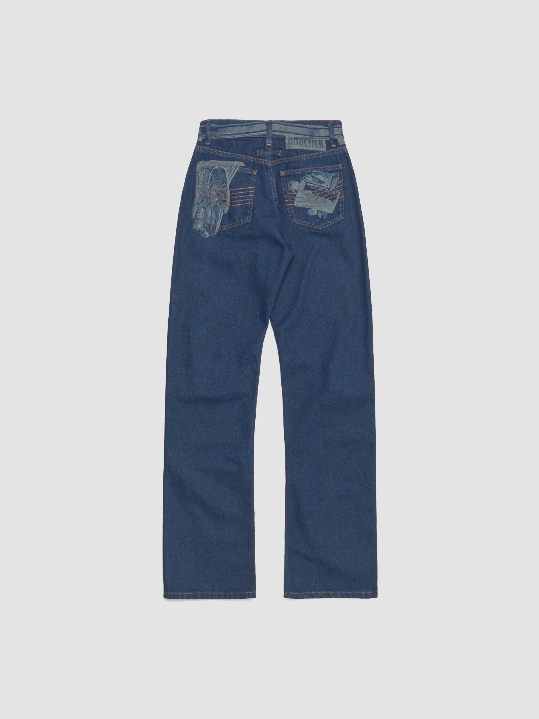 Jeans with Trompe L'Oeil Print in Vintage Blue