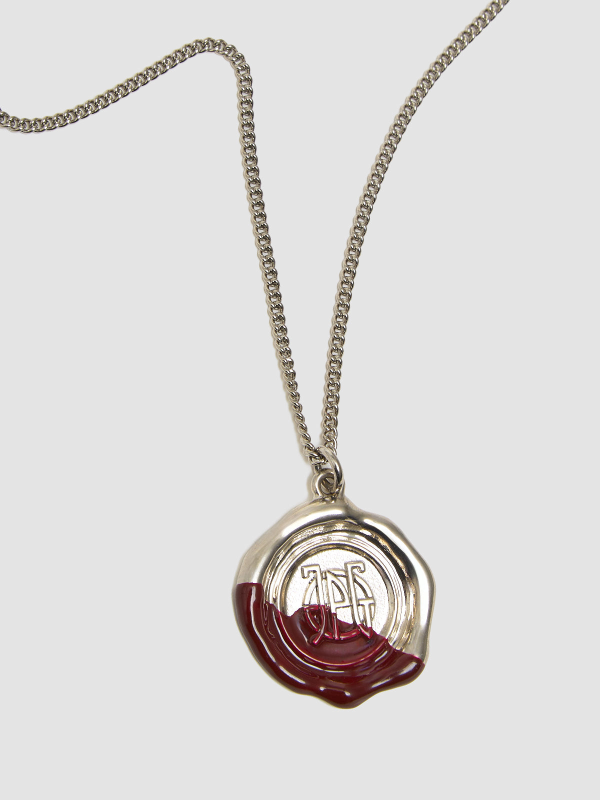 Wax Seal Pendant in Silver & Burgundy