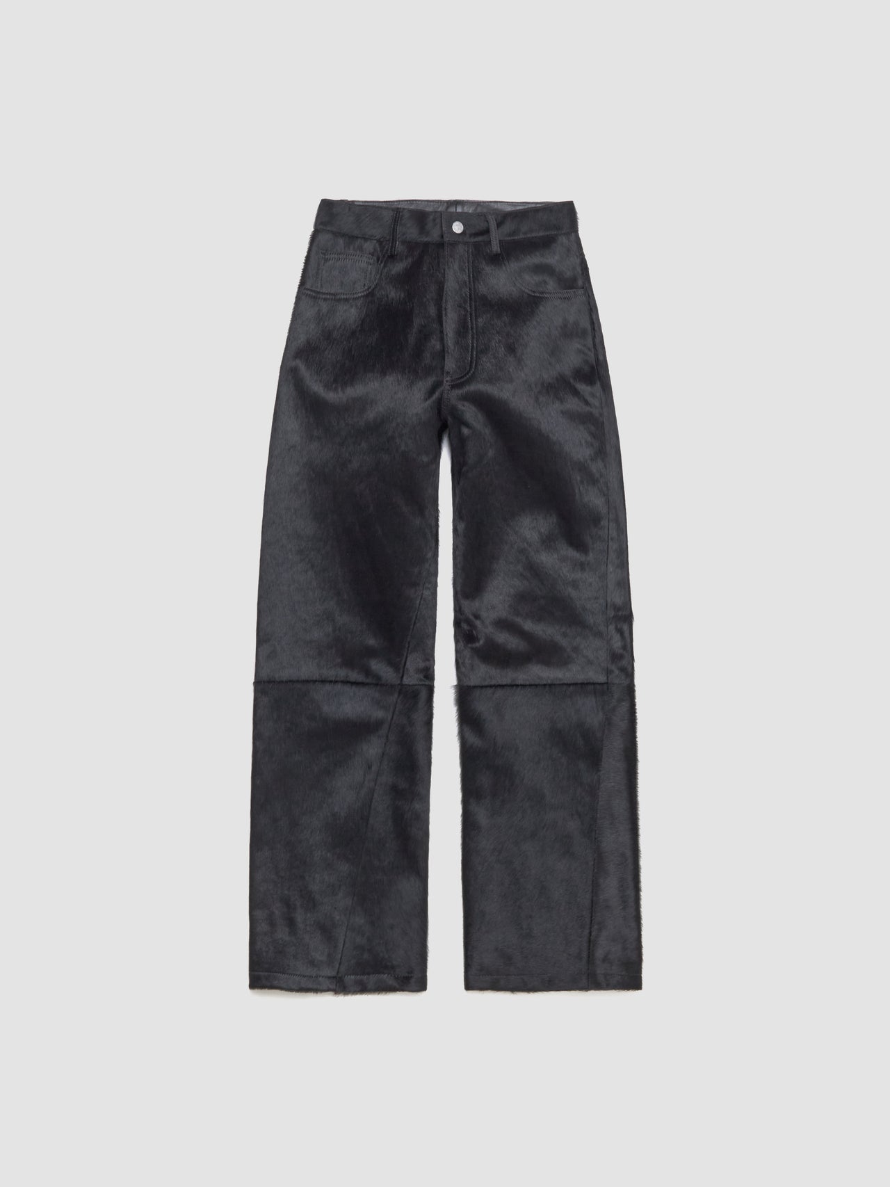 Wide Twist Cow Hide Pants in Black