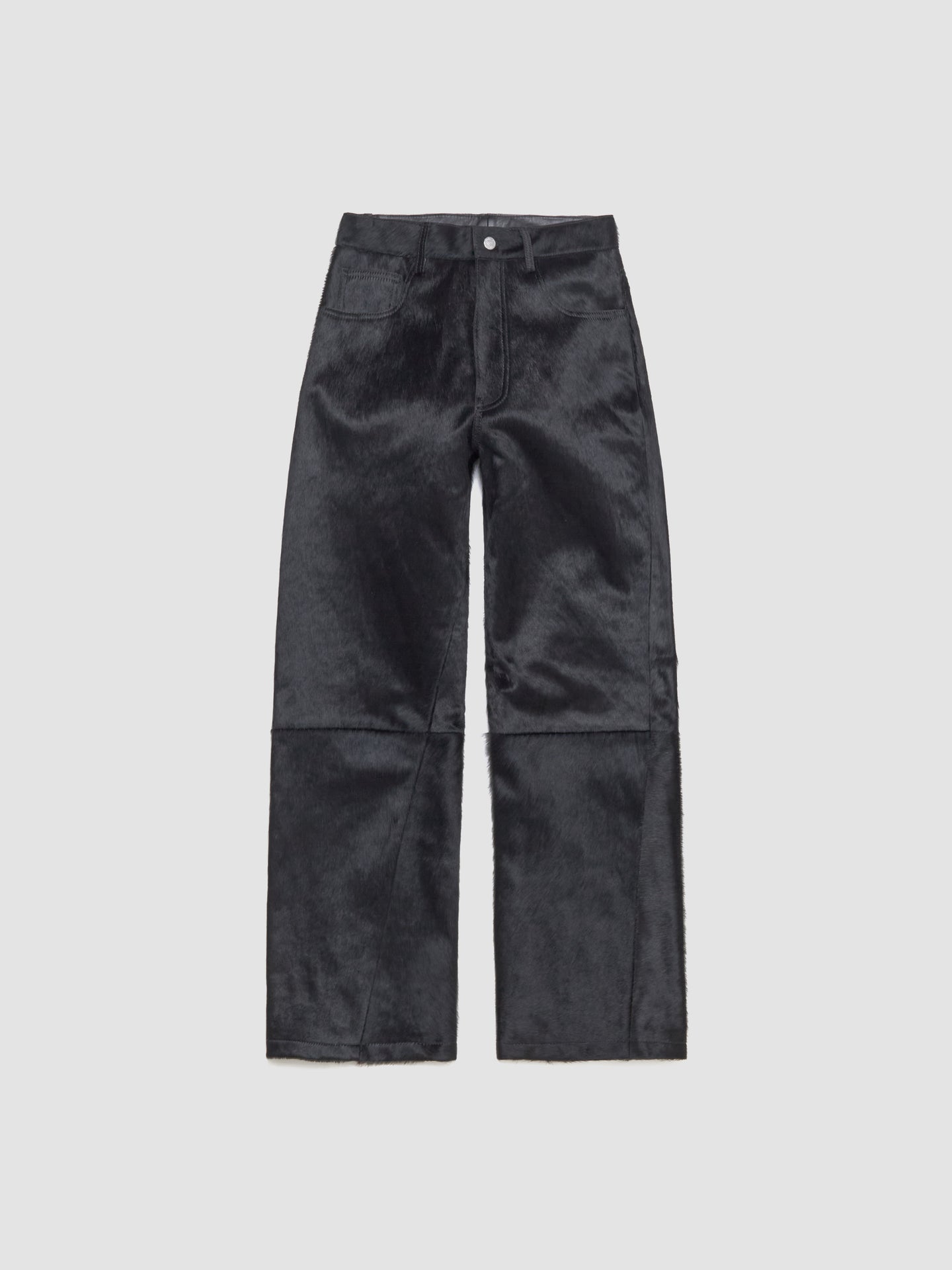 Wide Twist Cow Hide Pants in Black